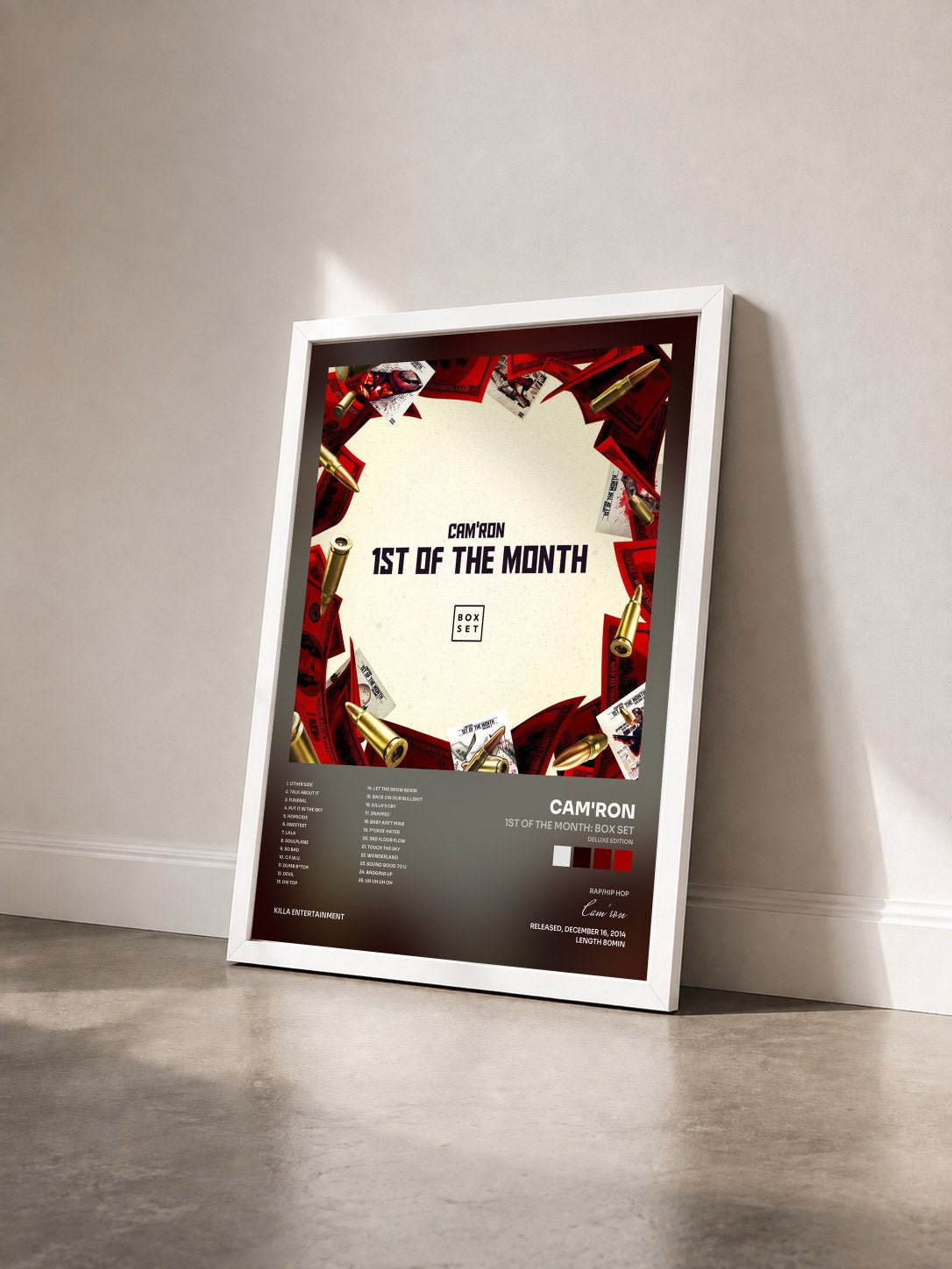 #blanc Tableau de l'album 1st Of The Month: Box Set (Deluxe Edition) de Cam'ron vu de trois quarts, cadre blanc