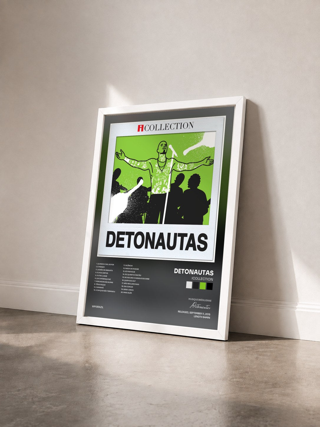 #blanc Tableau de l'album iCollection de Detonautas vu de trois quarts, cadre blanc