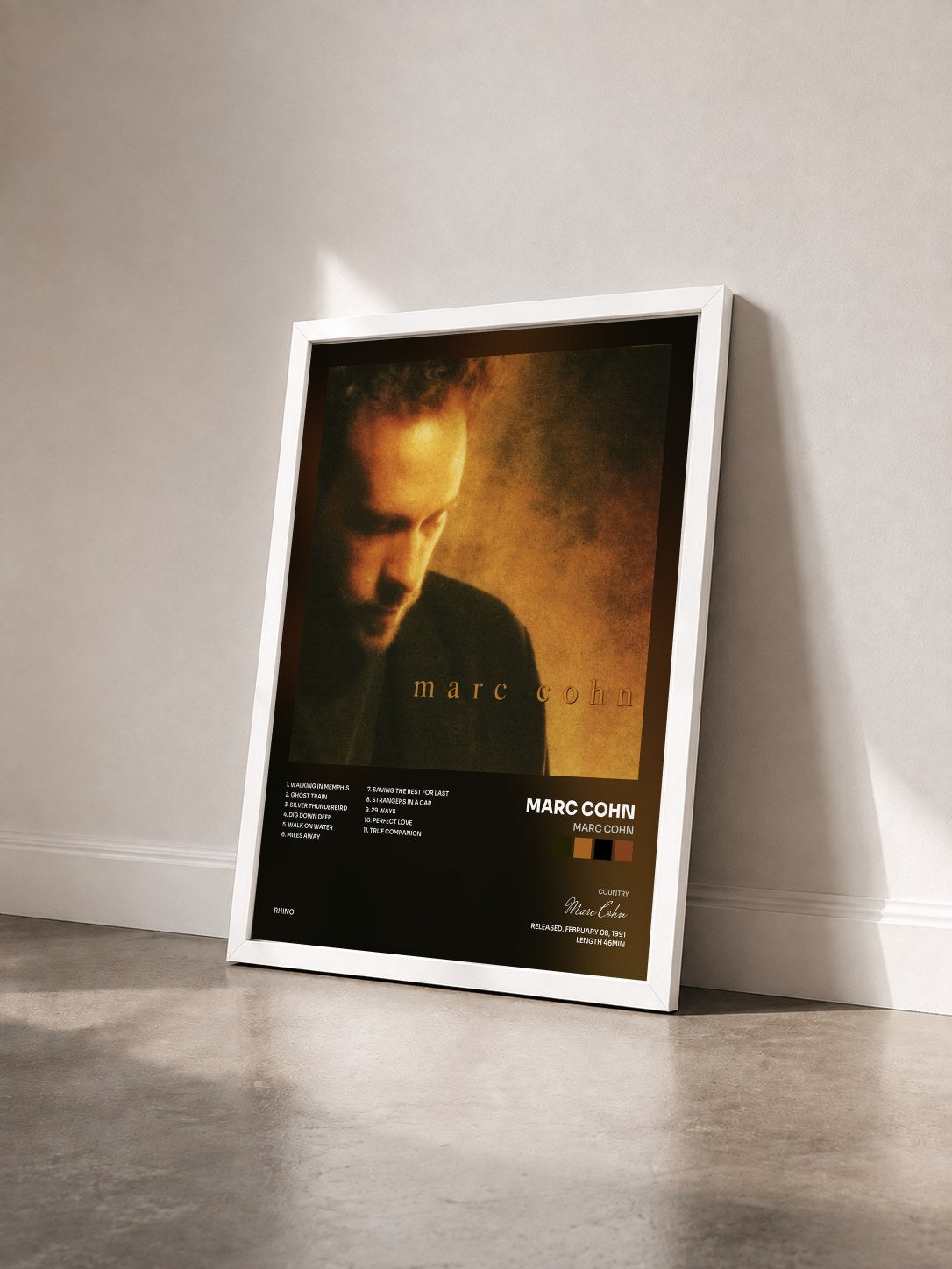 #blanc Tableau de l'album Marc Cohn de Marc Cohn vu de trois quarts, cadre blanc