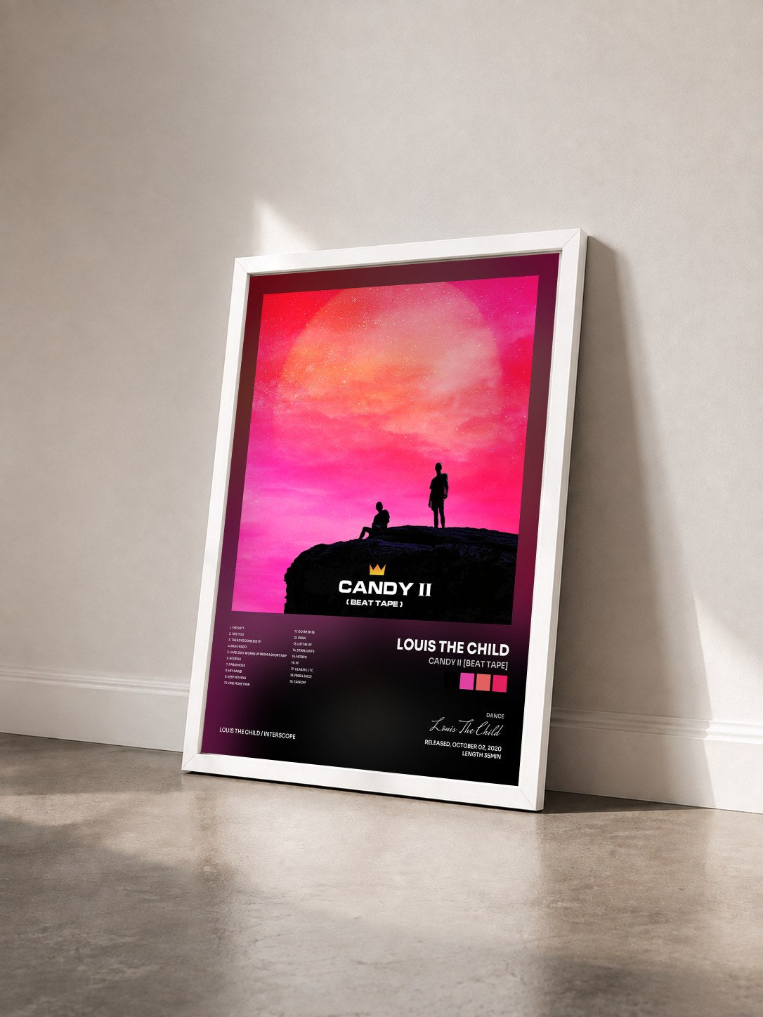 #blanc Tableau de l'album Candy II [Beat Tape] de Louis The Child vu de trois quarts, cadre blanc
