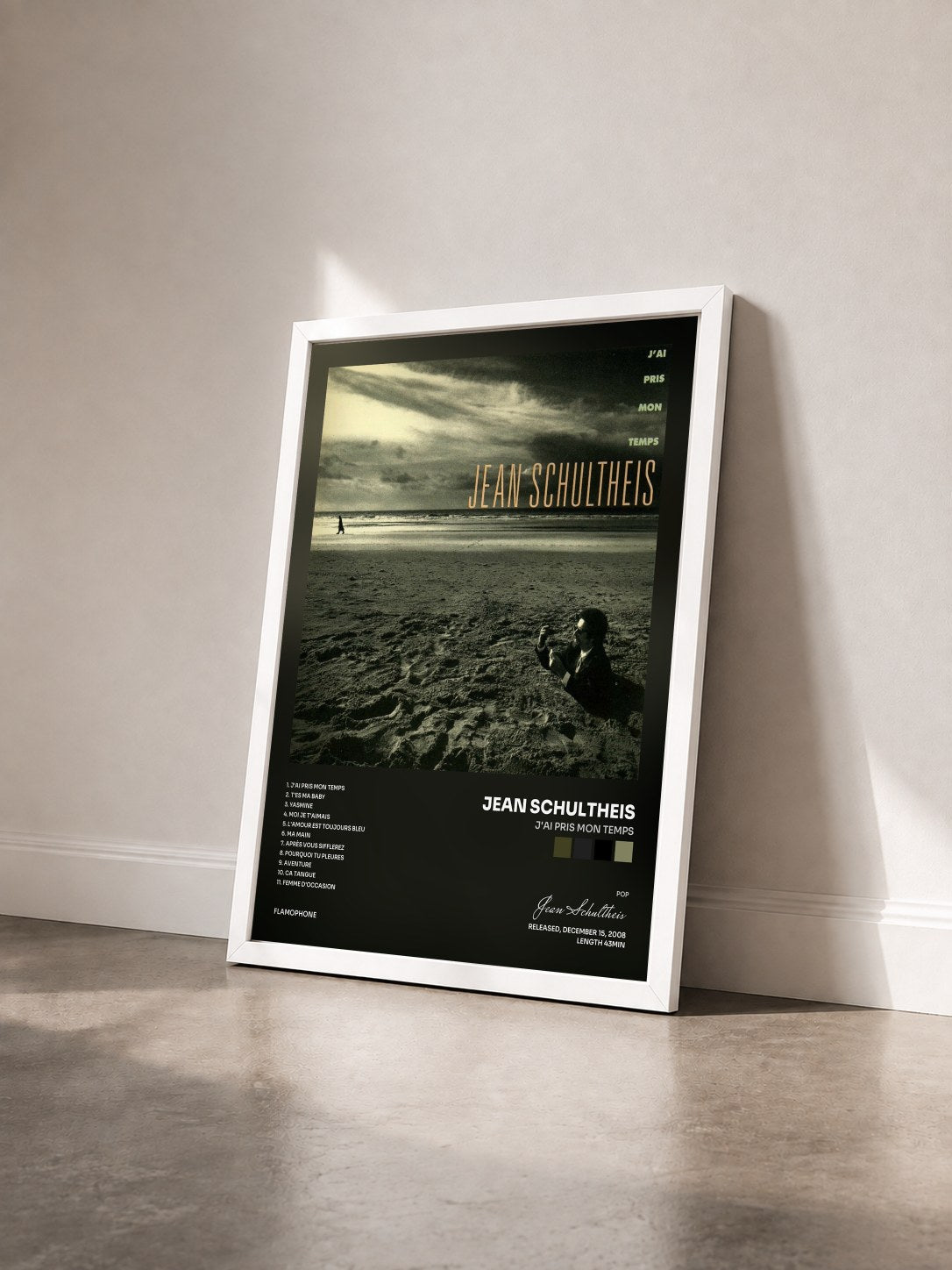 #blanc Tableau de l'album J'ai pris mon temps de Jean Schultheis vu de trois quarts, cadre blanc