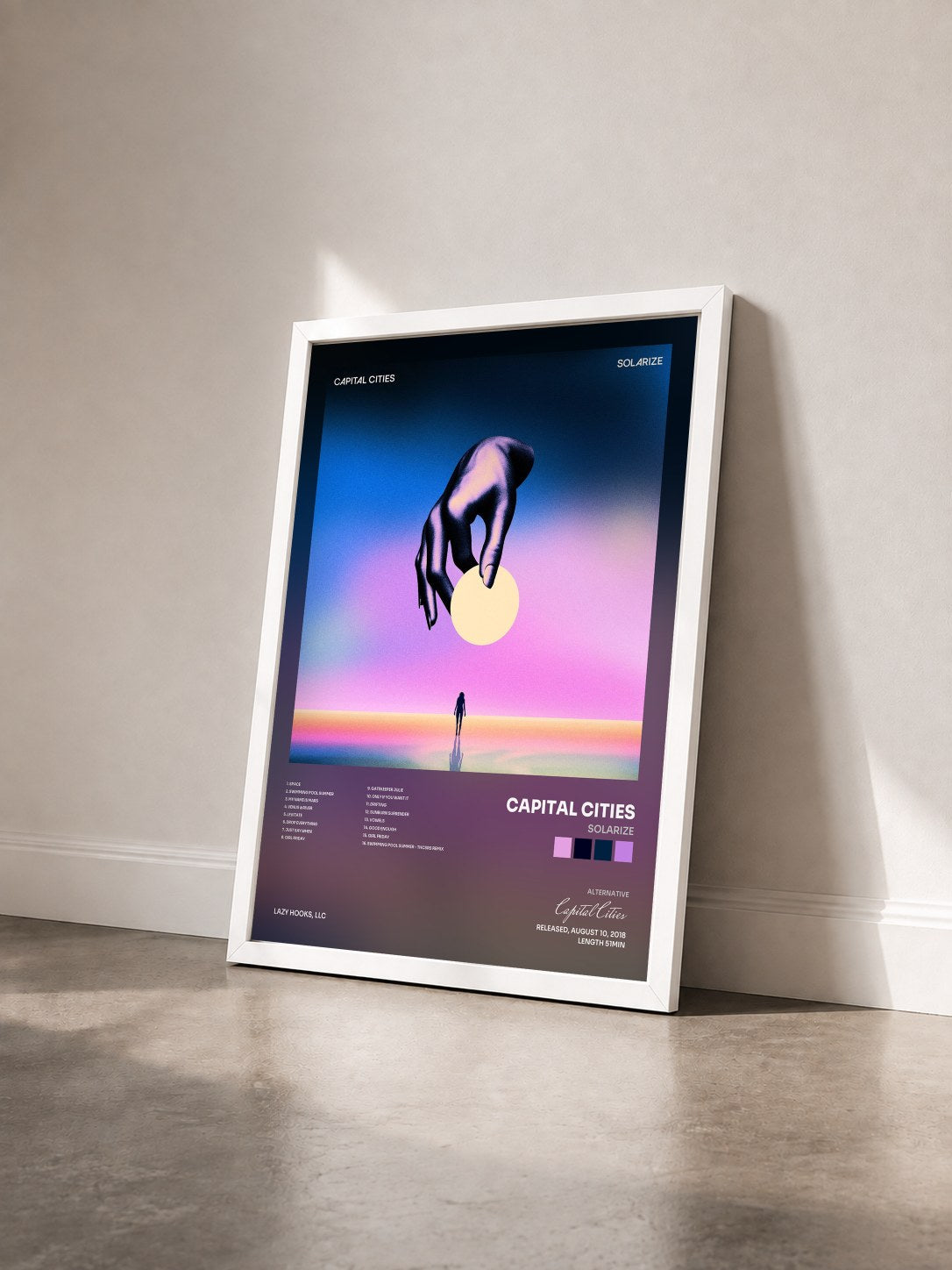 #blanc Tableau de l'album Solarize de Capital Cities vu de trois quarts, cadre blanc