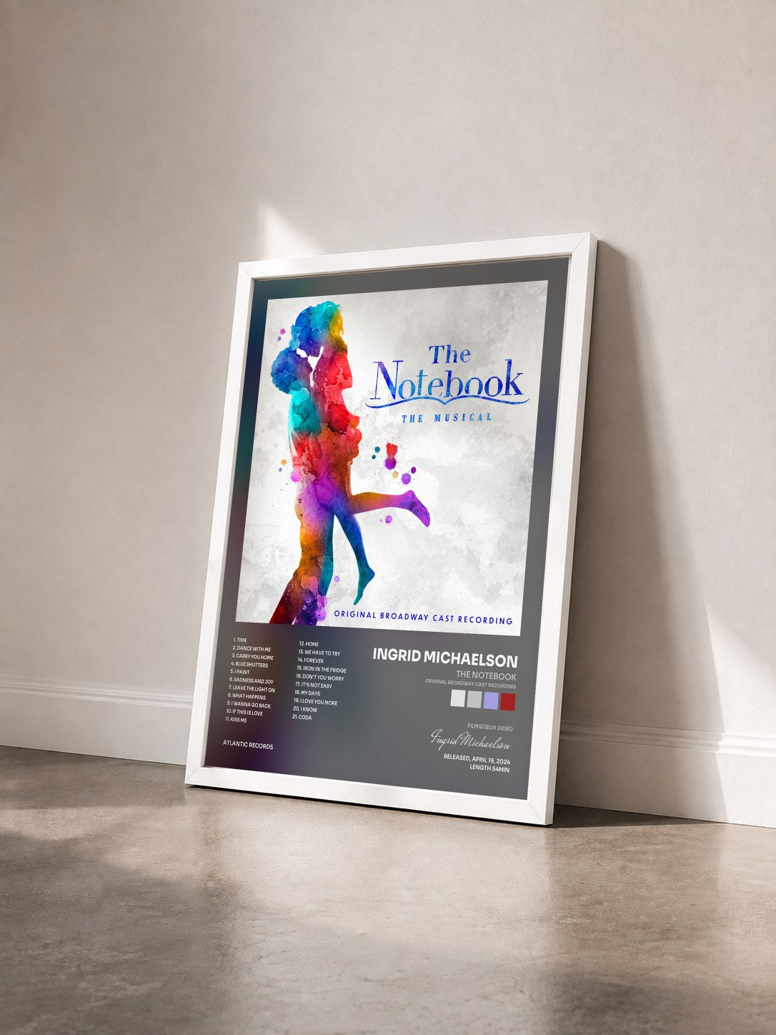 #blanc Tableau de l'album The Notebook (Original Broadway Cast Recording) de Ingrid Michaelson vu de trois quarts, cadre blanc