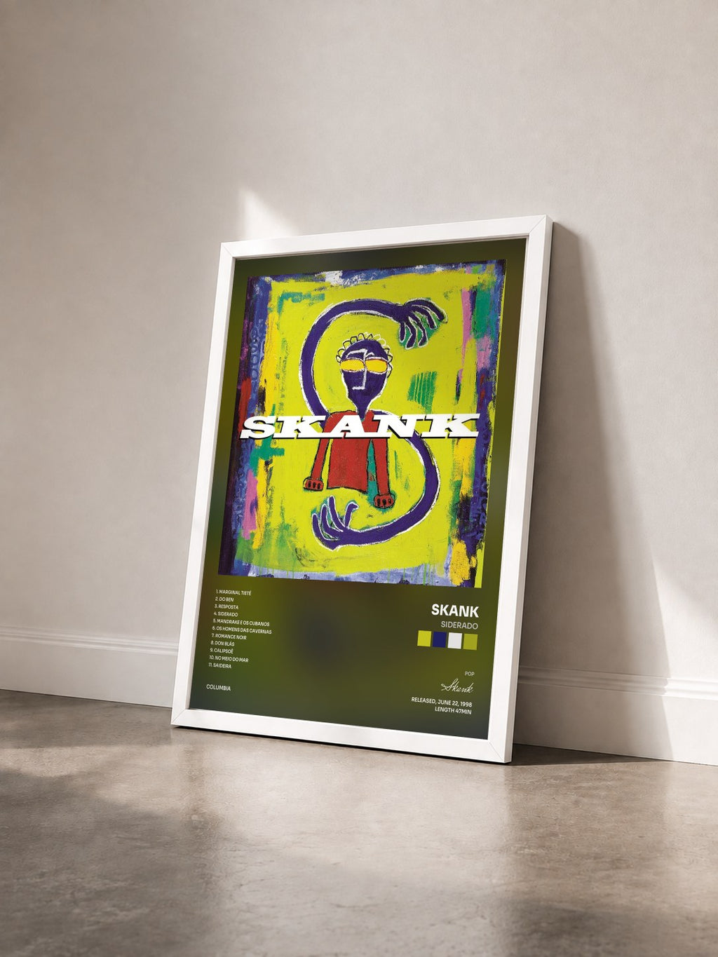 #blanc Tableau de l'album Siderado de Skank vu de trois quarts, cadre blanc