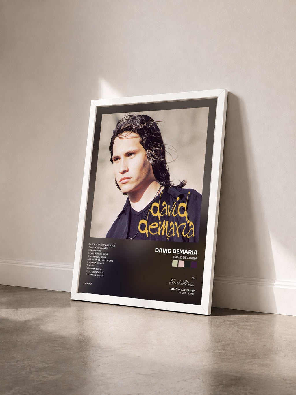 #blanc Tableau de l'album David De Maria de David deMaria vu de trois quarts, cadre blanc