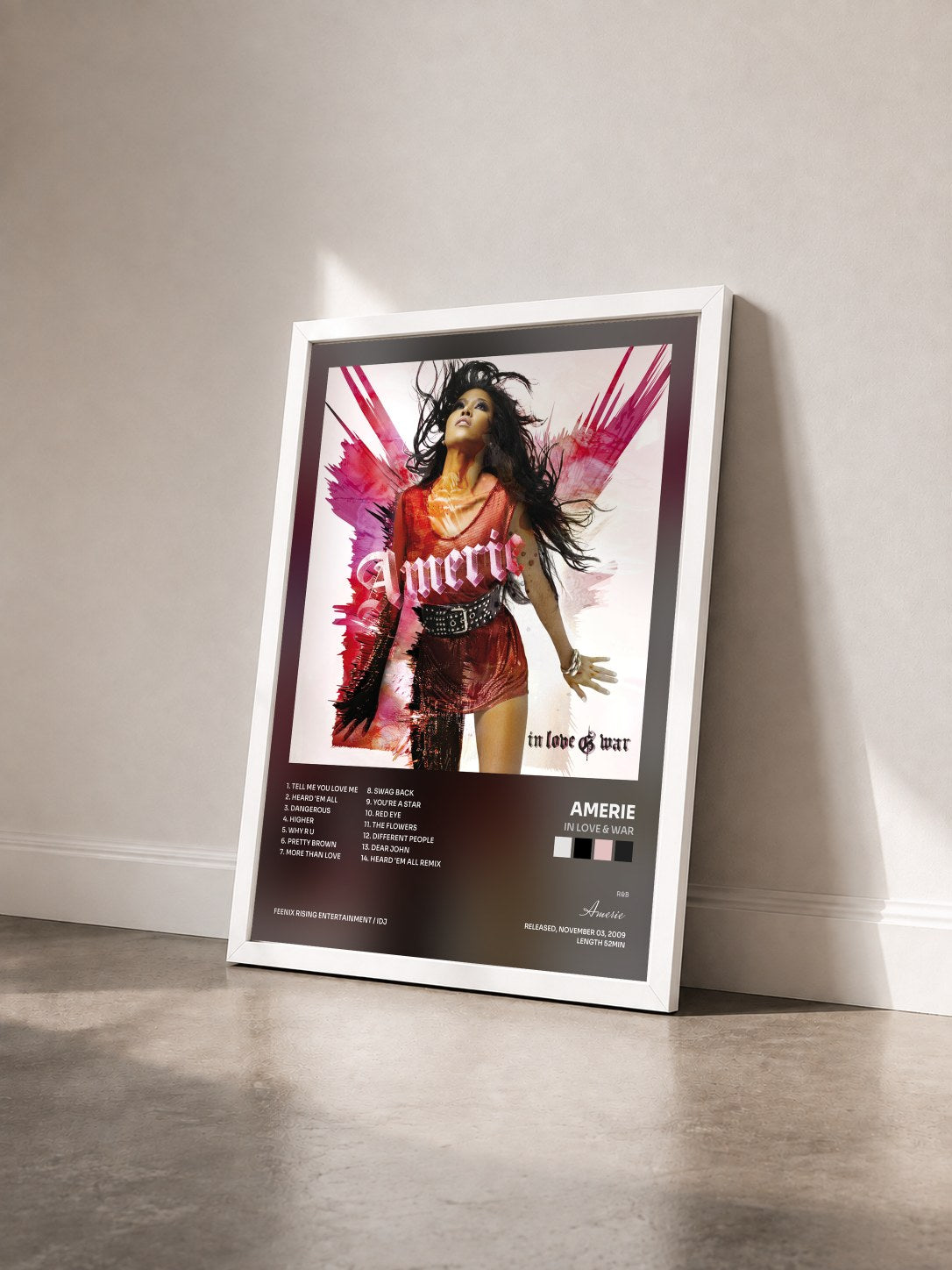 #blanc Tableau de l'album In Love & War de Amerie vu de trois quarts, cadre blanc