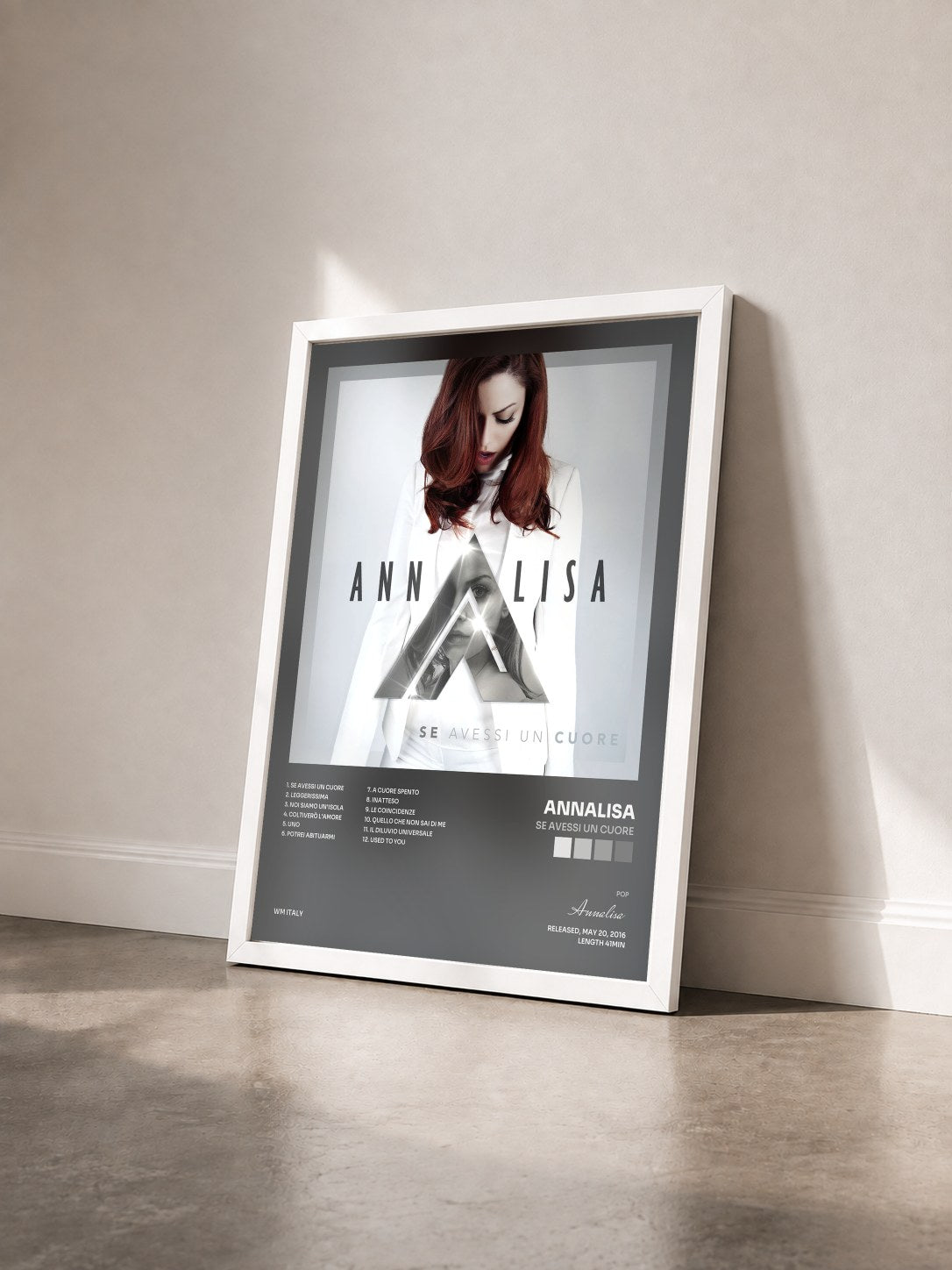 #blanc Tableau de l'album Se avessi un cuore de Annalisa vu de trois quarts, cadre blanc
