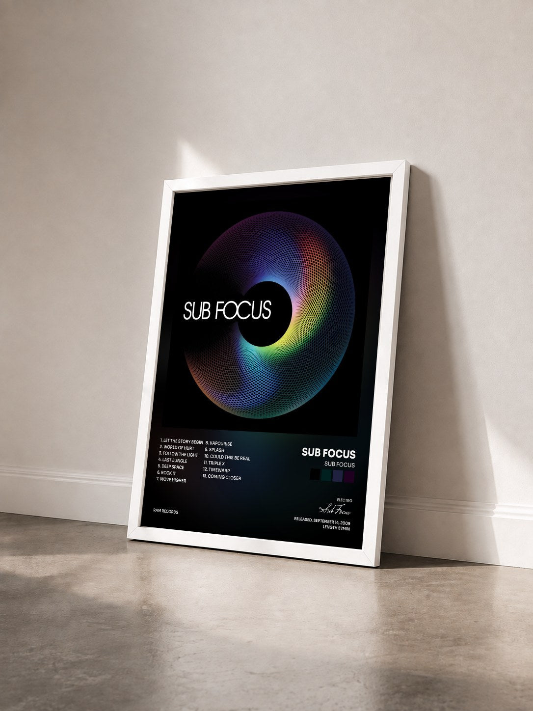 #blanc Tableau de l'album Sub Focus de Sub Focus vu de trois quarts, cadre blanc