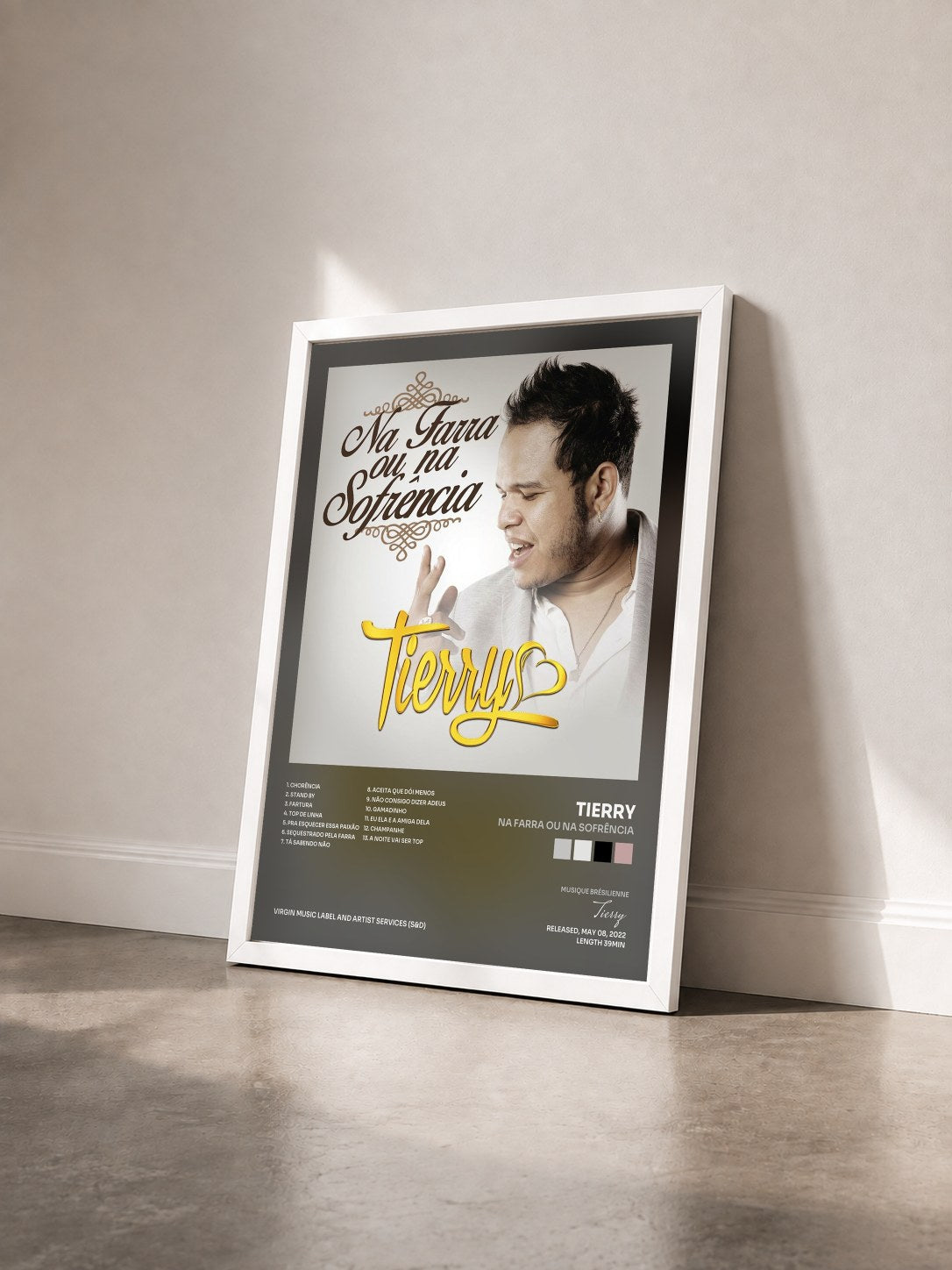 #blanc Tableau de l'album Na Farra Ou Na Sofrência de Tierry vu de trois quarts, cadre blanc