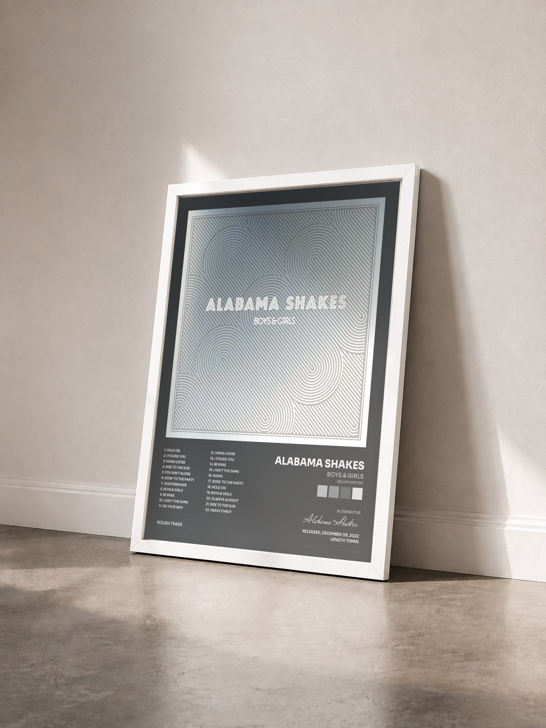 #blanc Tableau de l'album Boys & Girls (Deluxe Edition) de Alabama Shakes vu de trois quarts, cadre blanc