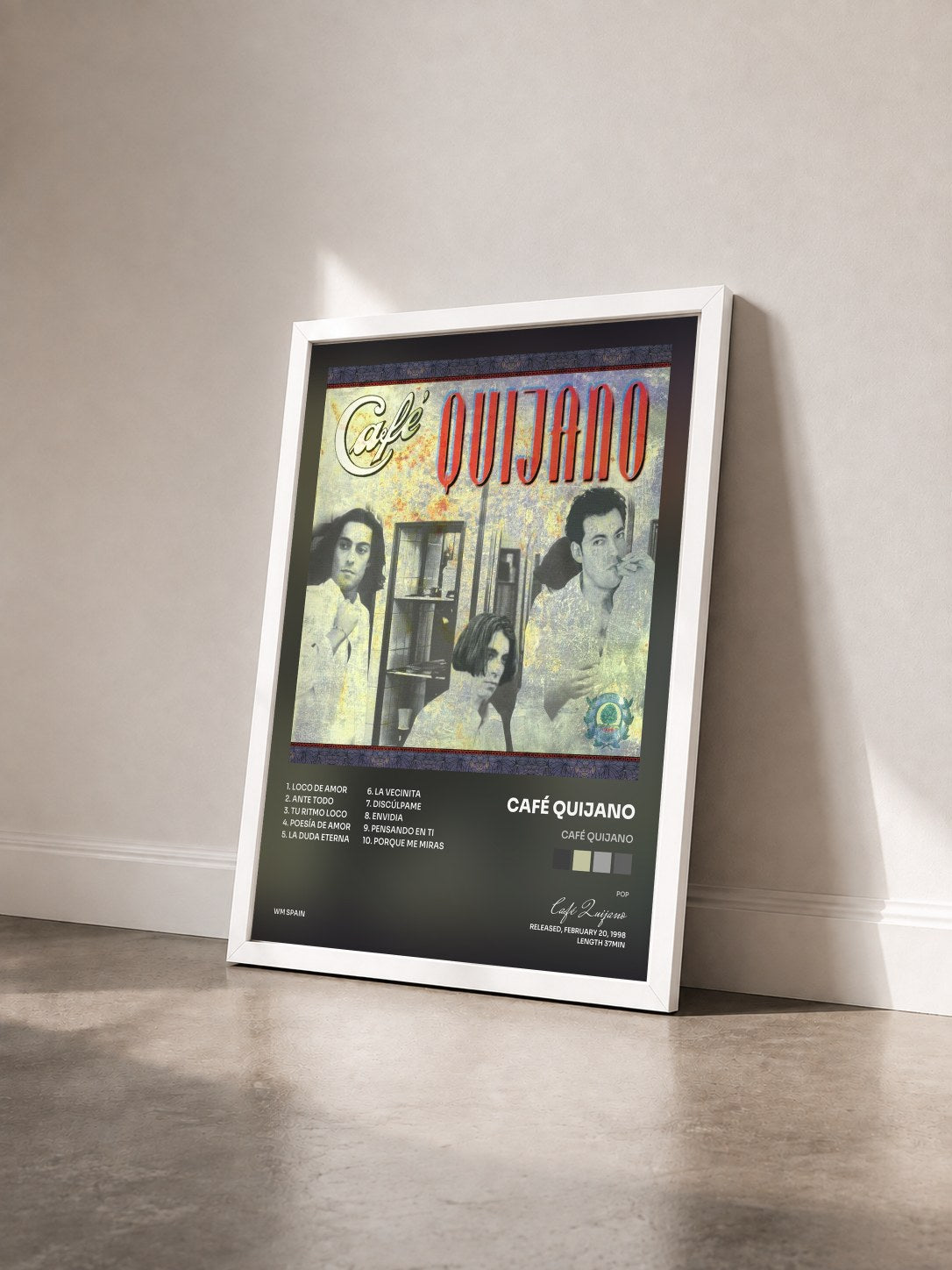 #blanc Tableau de l'album Café Quijano de Café Quijano vu de trois quarts, cadre blanc