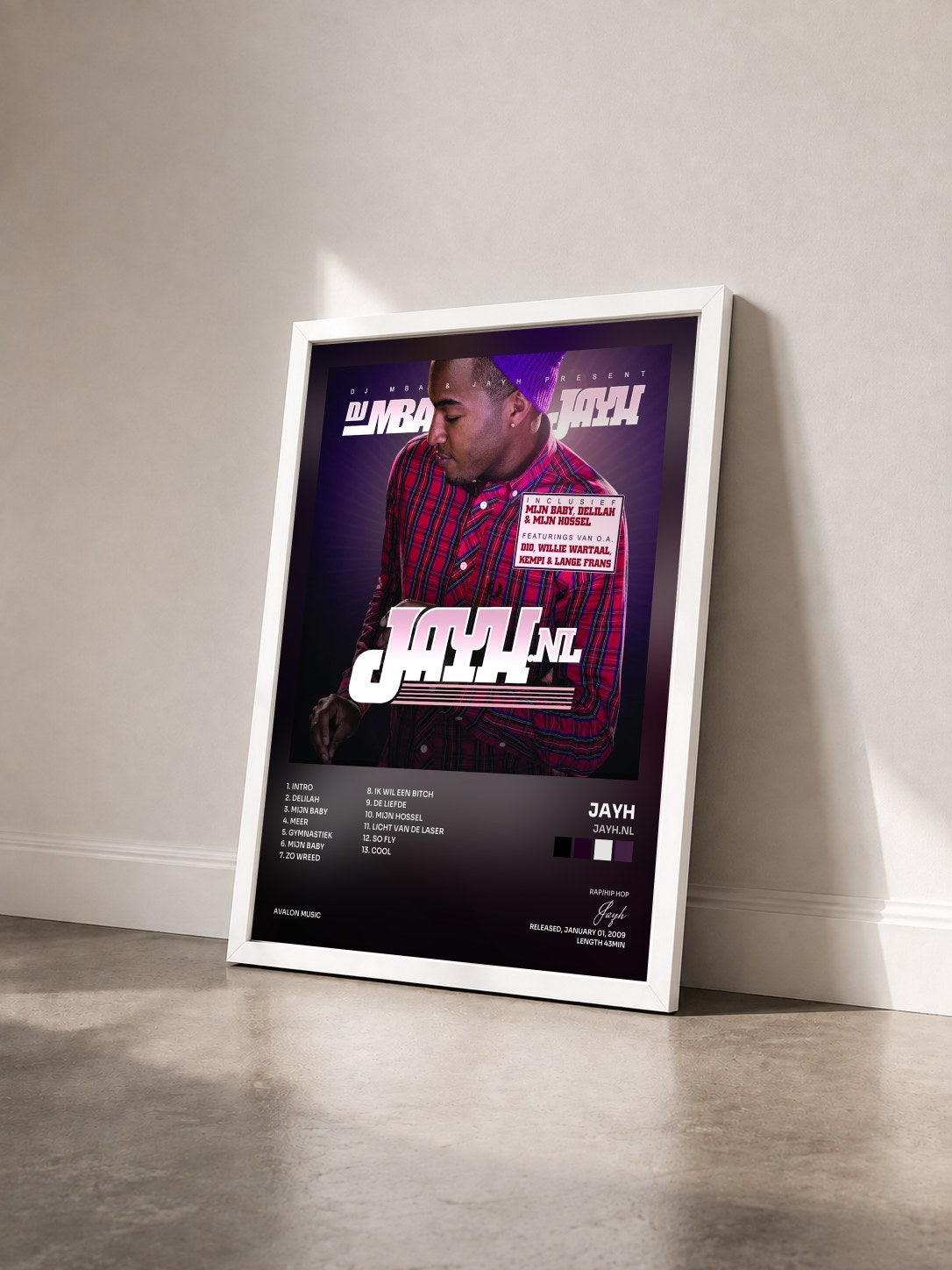 #blanc Tableau de l'album Jayh.nl de Jayh vu de trois quarts, cadre blanc