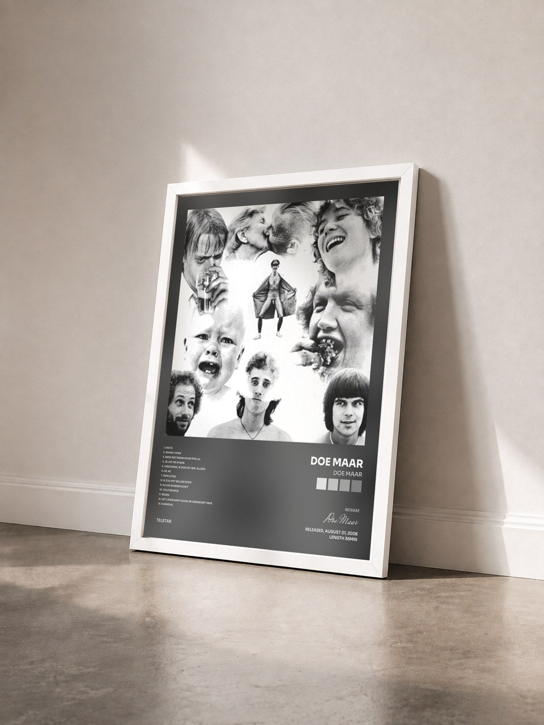 #blanc Tableau de l'album Doe Maar de Doe Maar vu de trois quarts, cadre blanc