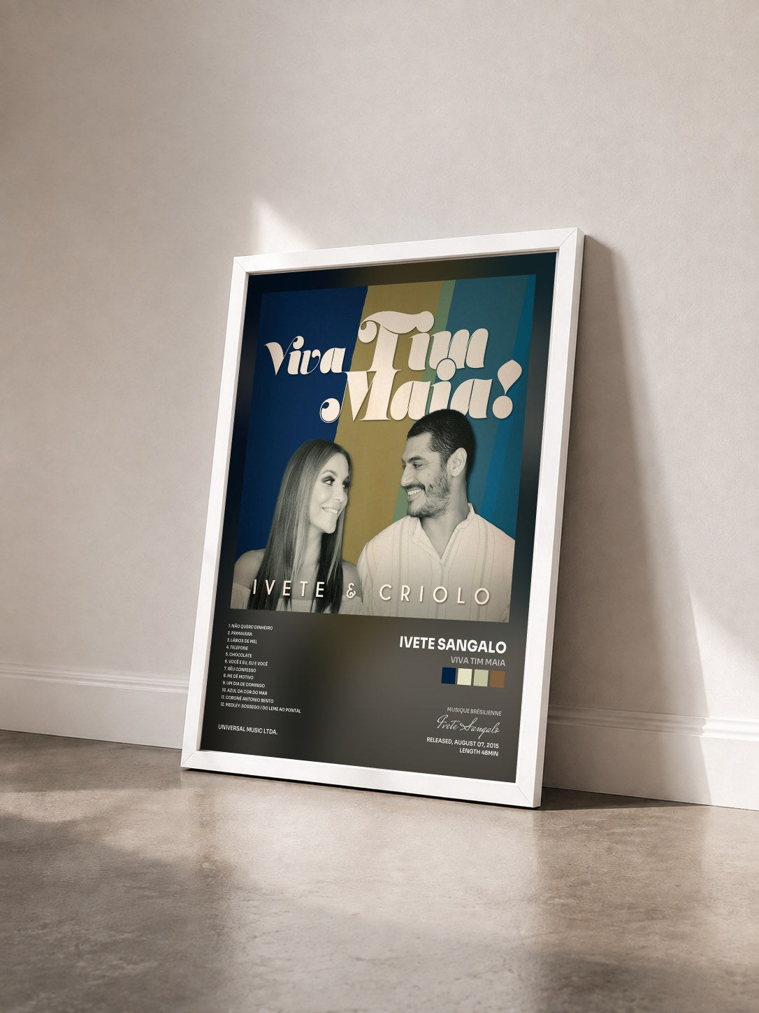 #blanc Tableau de l'album Viva Tim Maia de Ivete Sangalo vu de trois quarts, cadre blanc