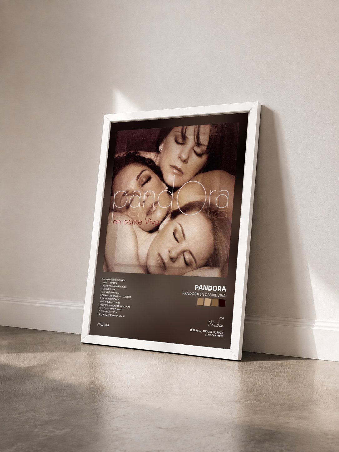 #blanc Tableau de l'album Pandora En Carne Viva de Pandora vu de trois quarts, cadre blanc