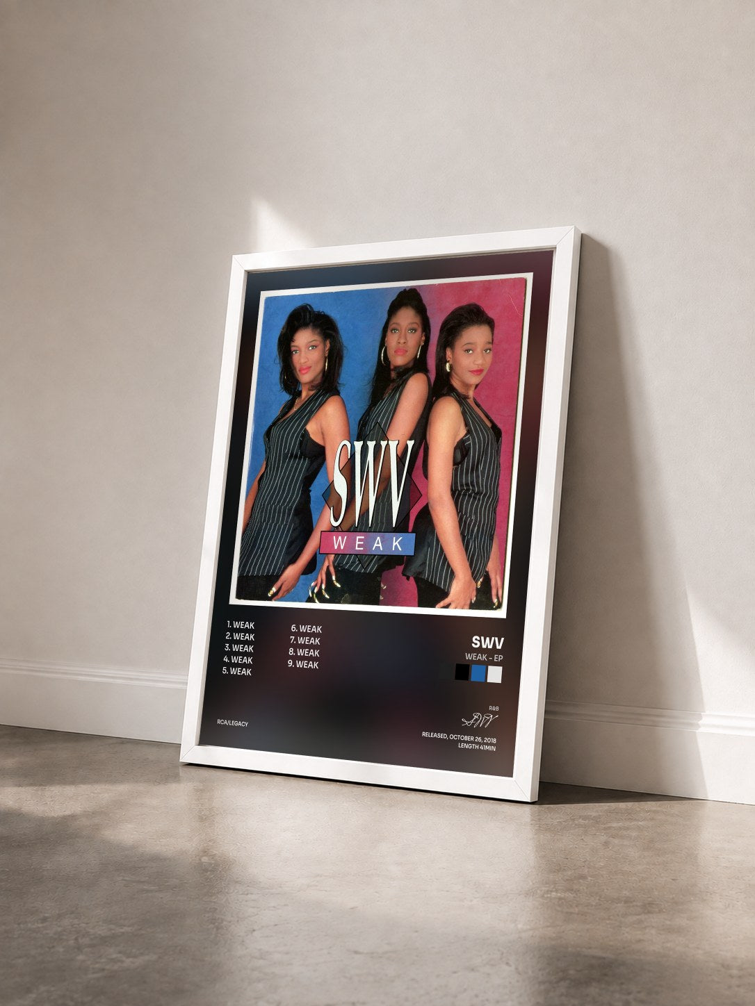 #blanc Tableau de l'album Weak - EP de SWV vu de trois quarts, cadre blanc