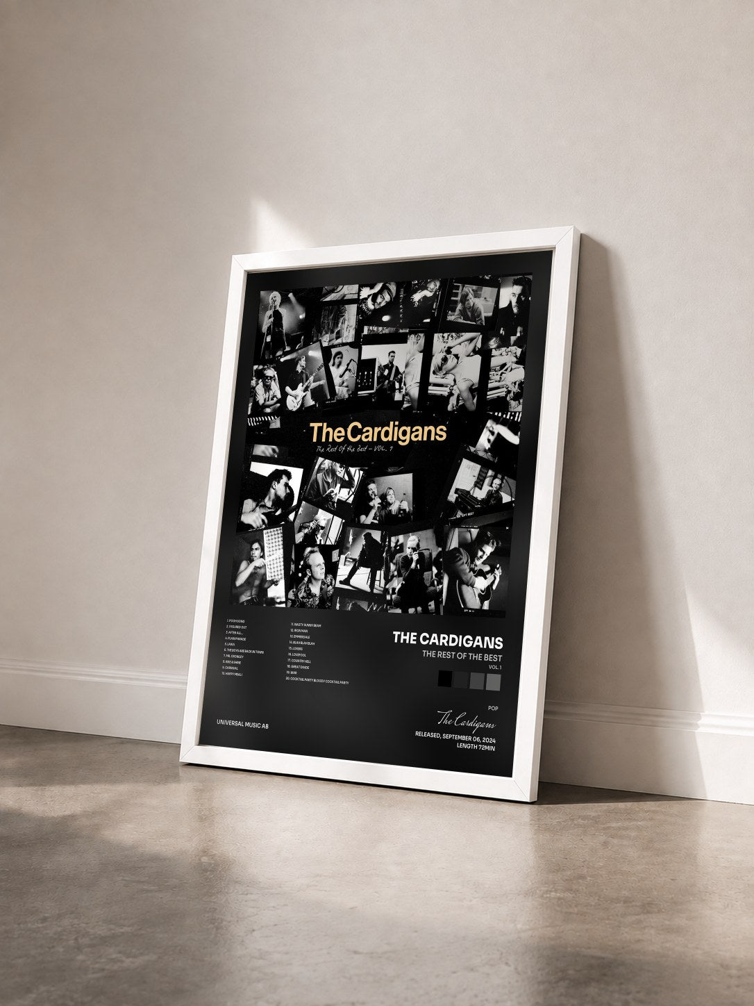 #blanc Tableau de l'album The Rest Of The Best (Vol. 1) de The Cardigans vu de trois quarts, cadre blanc