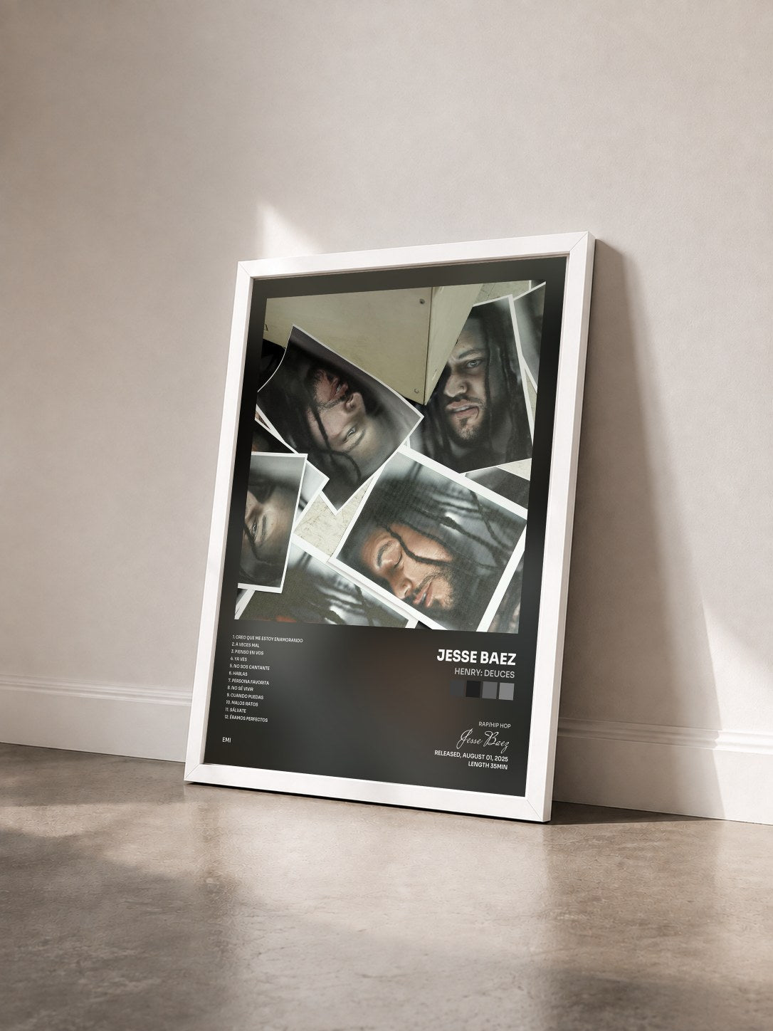 #blanc Tableau de l'album HENRY: Deuces de Jesse Baez vu de trois quarts, cadre blanc