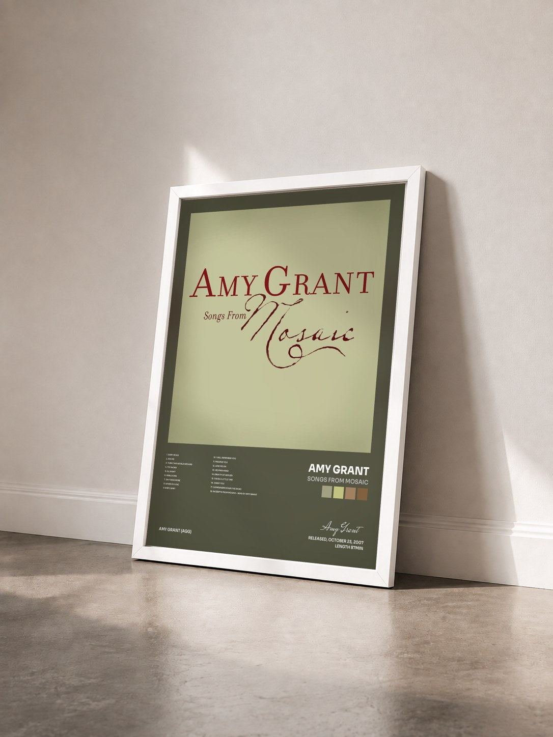 #blanc Tableau de l'album Songs From Mosaic de Amy Grant vu de trois quarts, cadre blanc