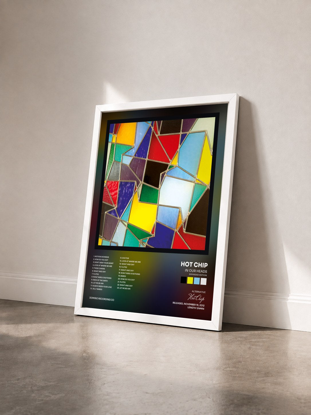 #blanc Tableau de l'album In Our Heads (Expanded Edition) de Hot Chip vu de trois quarts, cadre blanc
