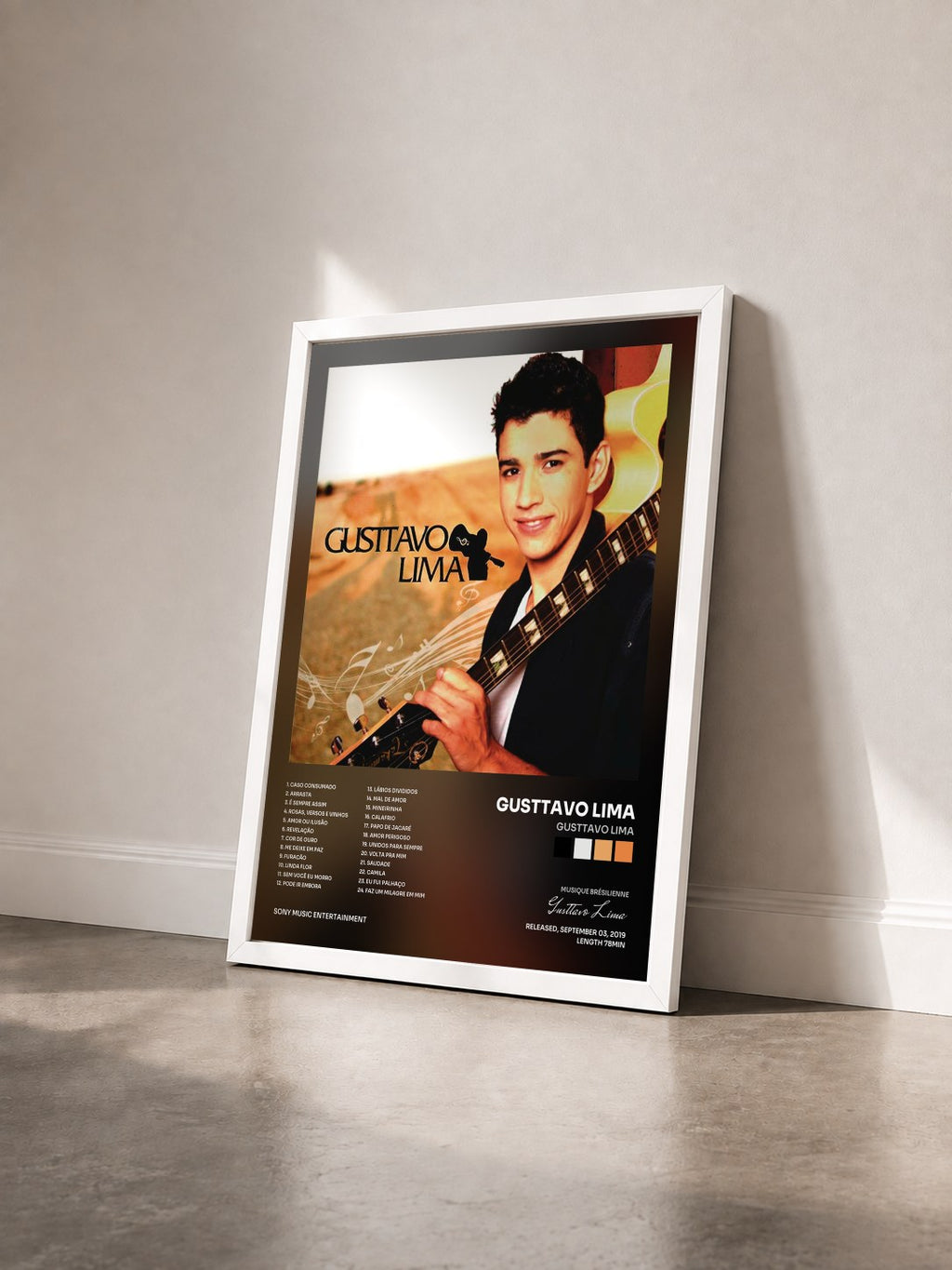 #blanc Tableau de l'album Gusttavo Lima de Gusttavo Lima vu de trois quarts, cadre blanc