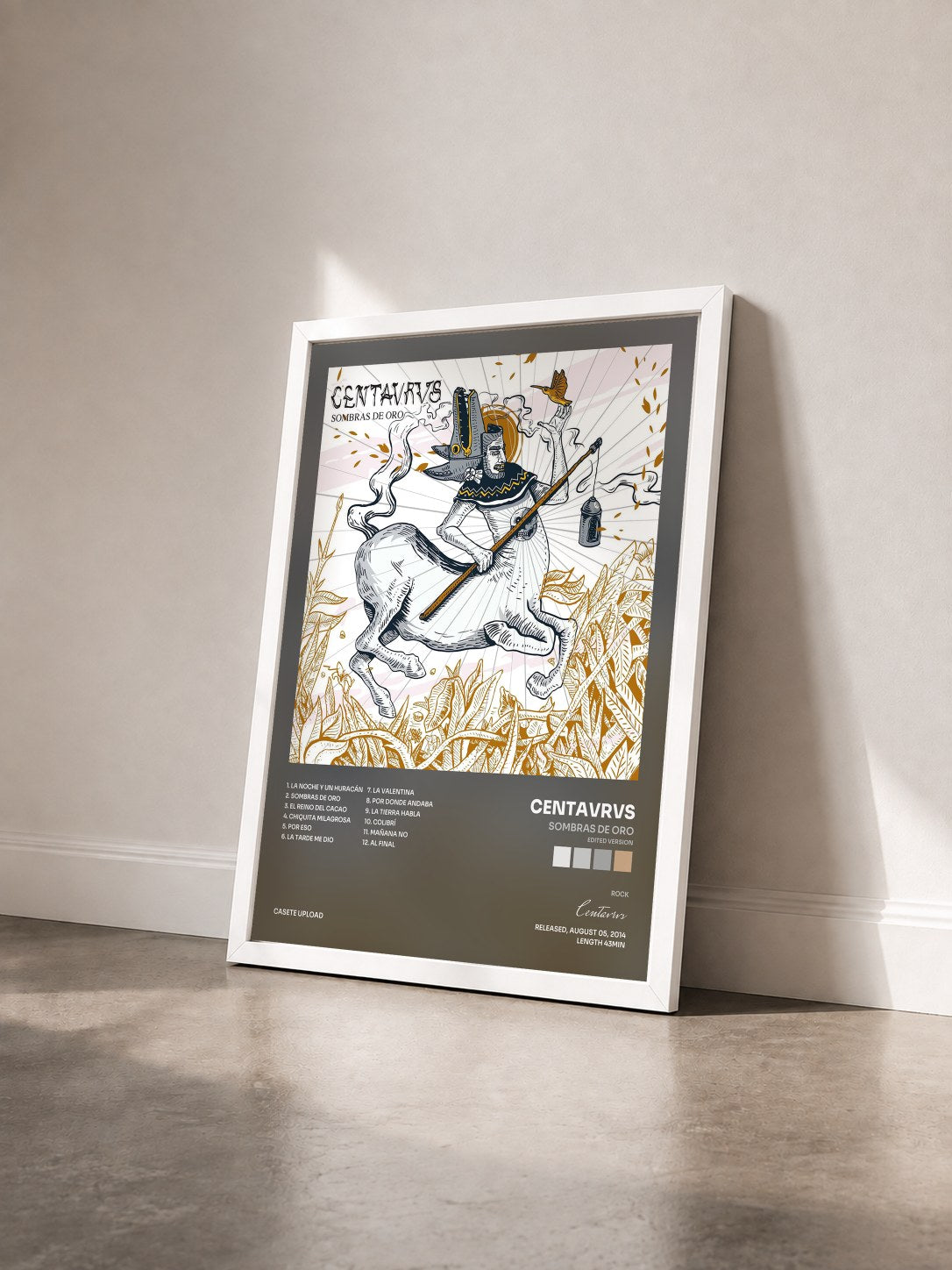 #blanc Tableau de l'album Sombras De Oro (Edited Version) de Centavrvs vu de trois quarts, cadre blanc