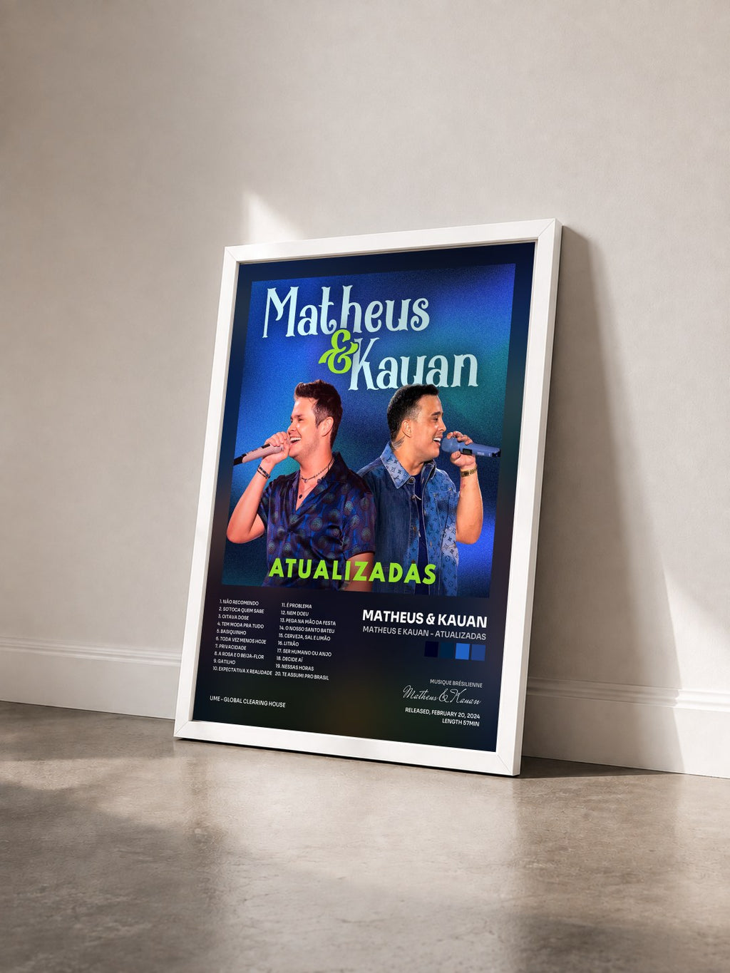 #blanc Tableau de l'album Matheus e Kauan - Atualizadas de Matheus & Kauan vu de trois quarts, cadre blanc