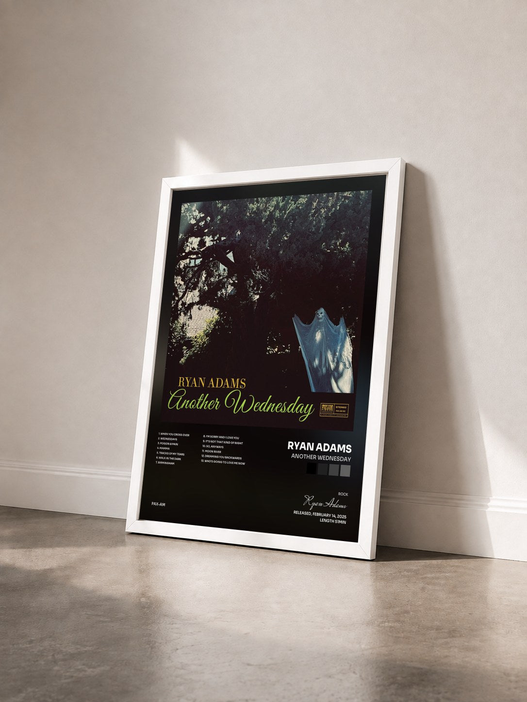 #blanc Tableau de l'album Another Wednesday de Ryan Adams vu de trois quarts, cadre blanc