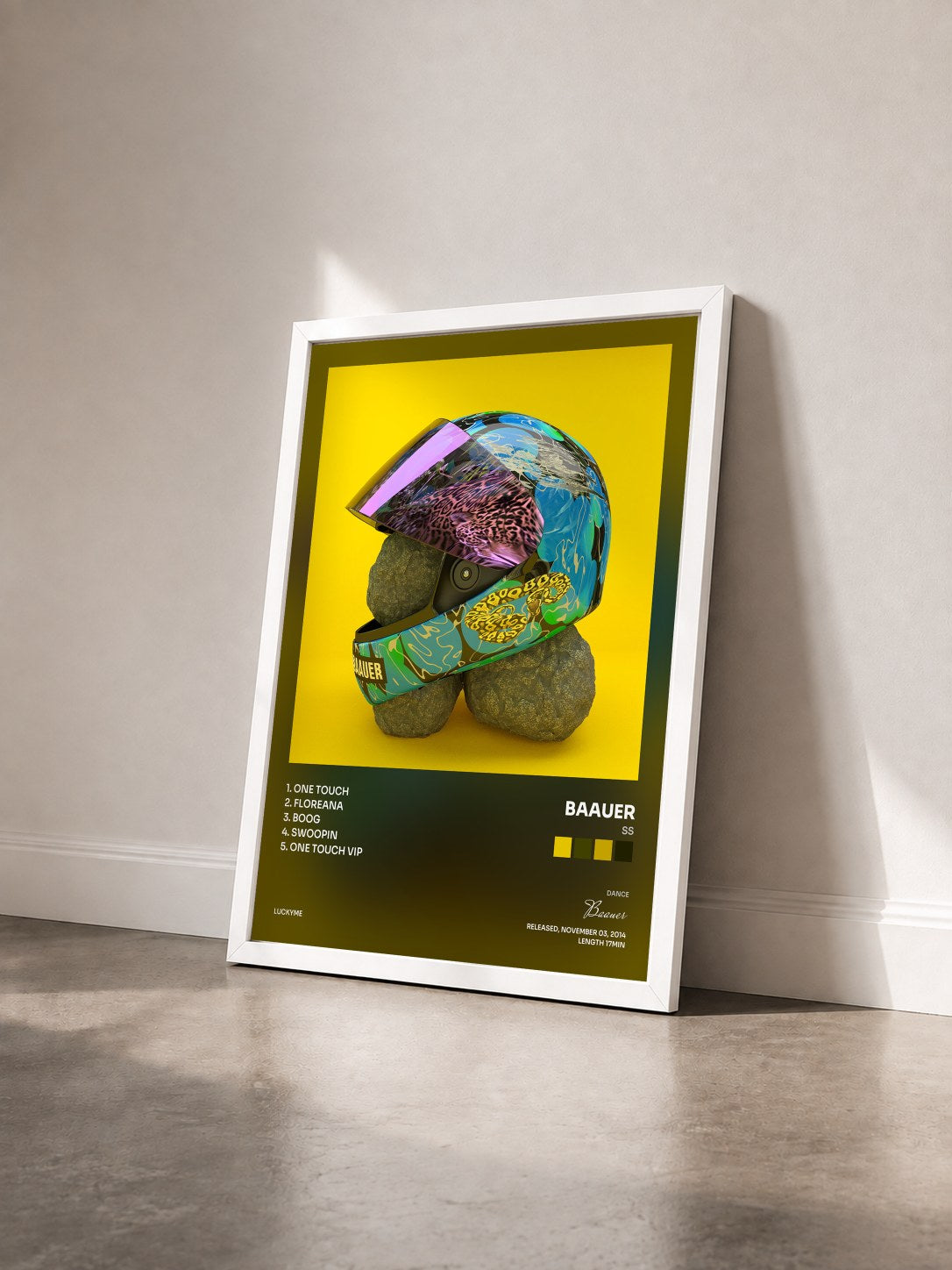 #blanc Tableau de l'album ß de Baauer vu de trois quarts, cadre blanc