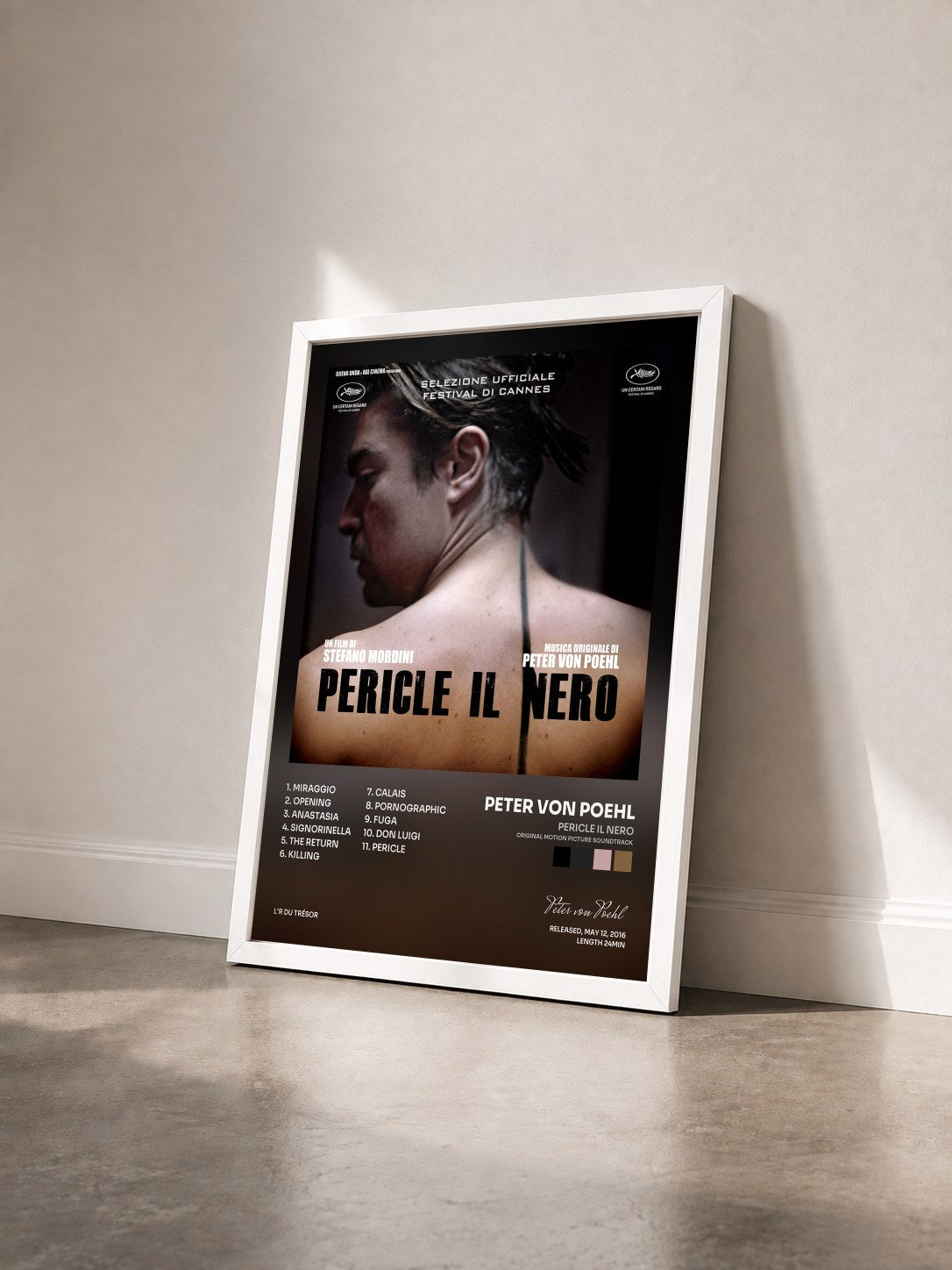 #blanc Tableau de l'album Pericle il nero (Original Motion Picture Soundtrack) de Peter von Poehl vu de trois quarts, cadre blanc