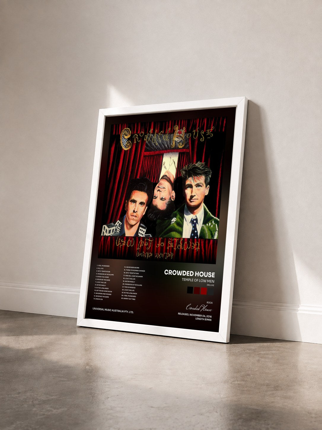 #blanc Tableau de l'album Temple Of Low Men (Deluxe) de Crowded House vu de trois quarts, cadre blanc