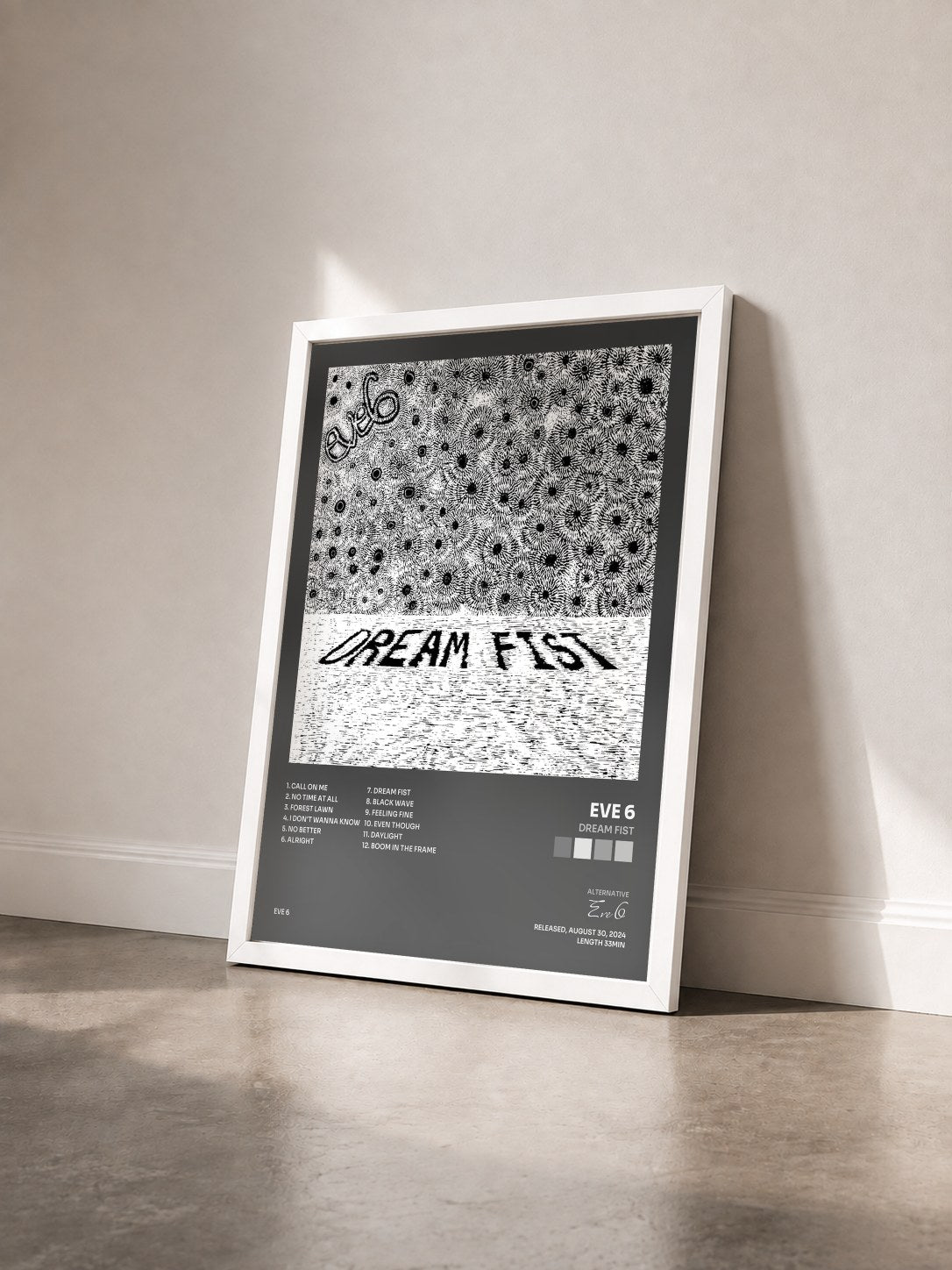 #blanc Tableau de l'album Dream Fist de Eve 6 vu de trois quarts, cadre blanc