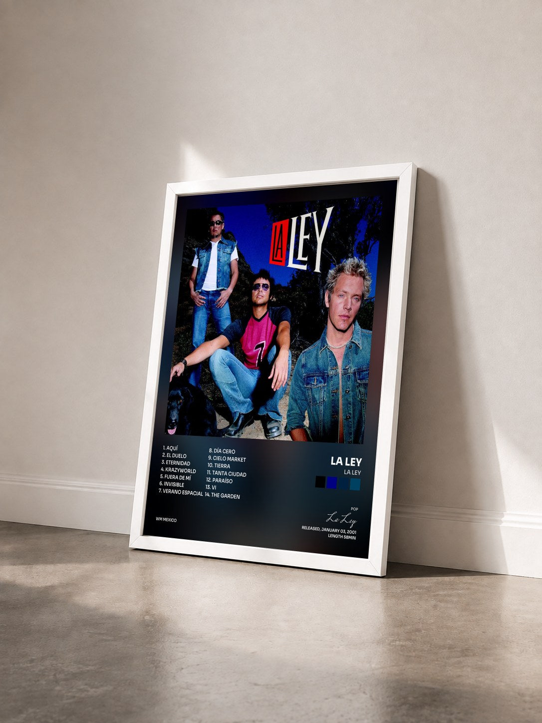 #blanc Tableau de l'album La Ley de La Ley vu de trois quarts, cadre blanc
