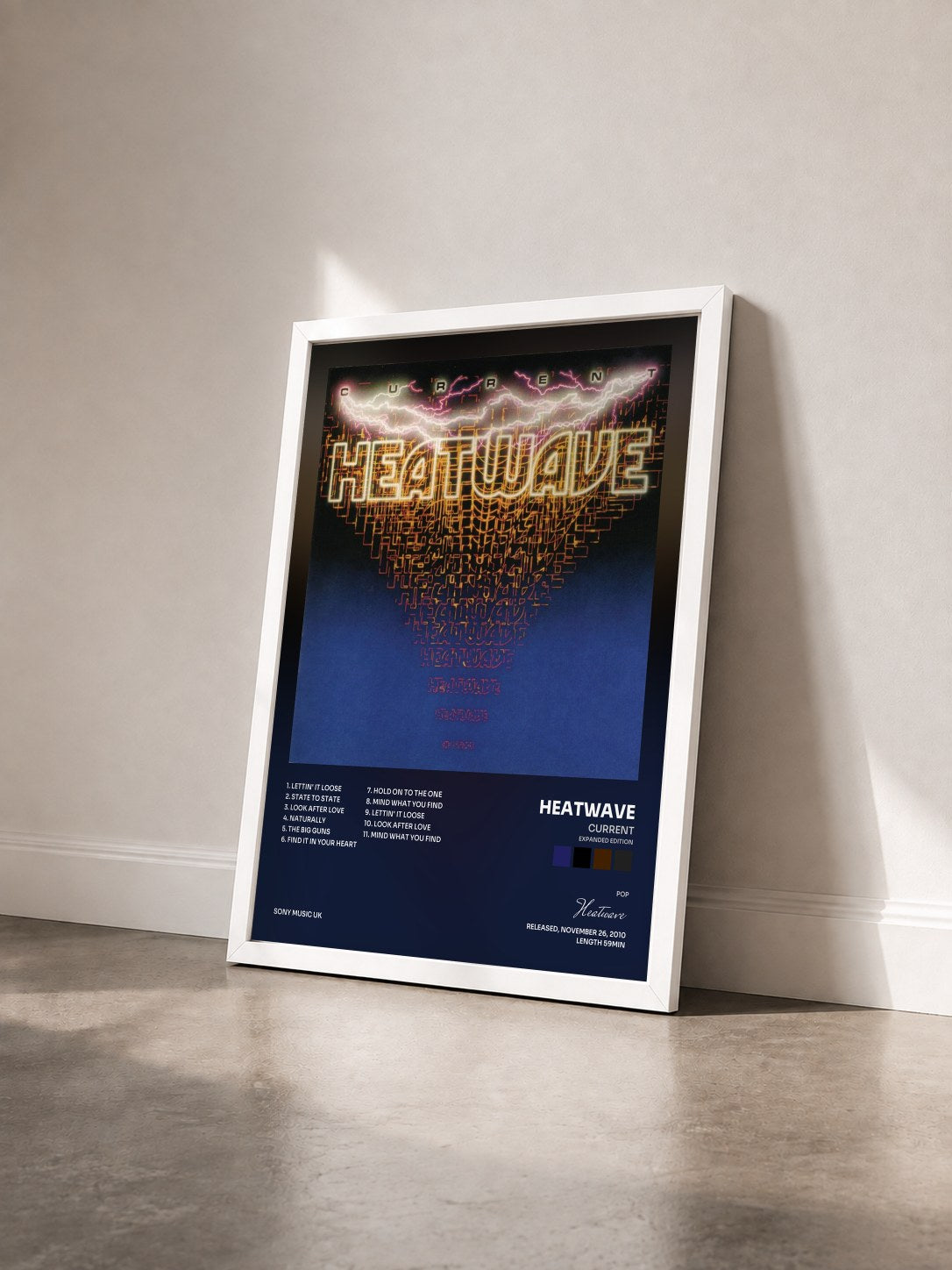 #blanc Tableau de l'album Current (Expanded Edition) de Heatwave vu de trois quarts, cadre blanc