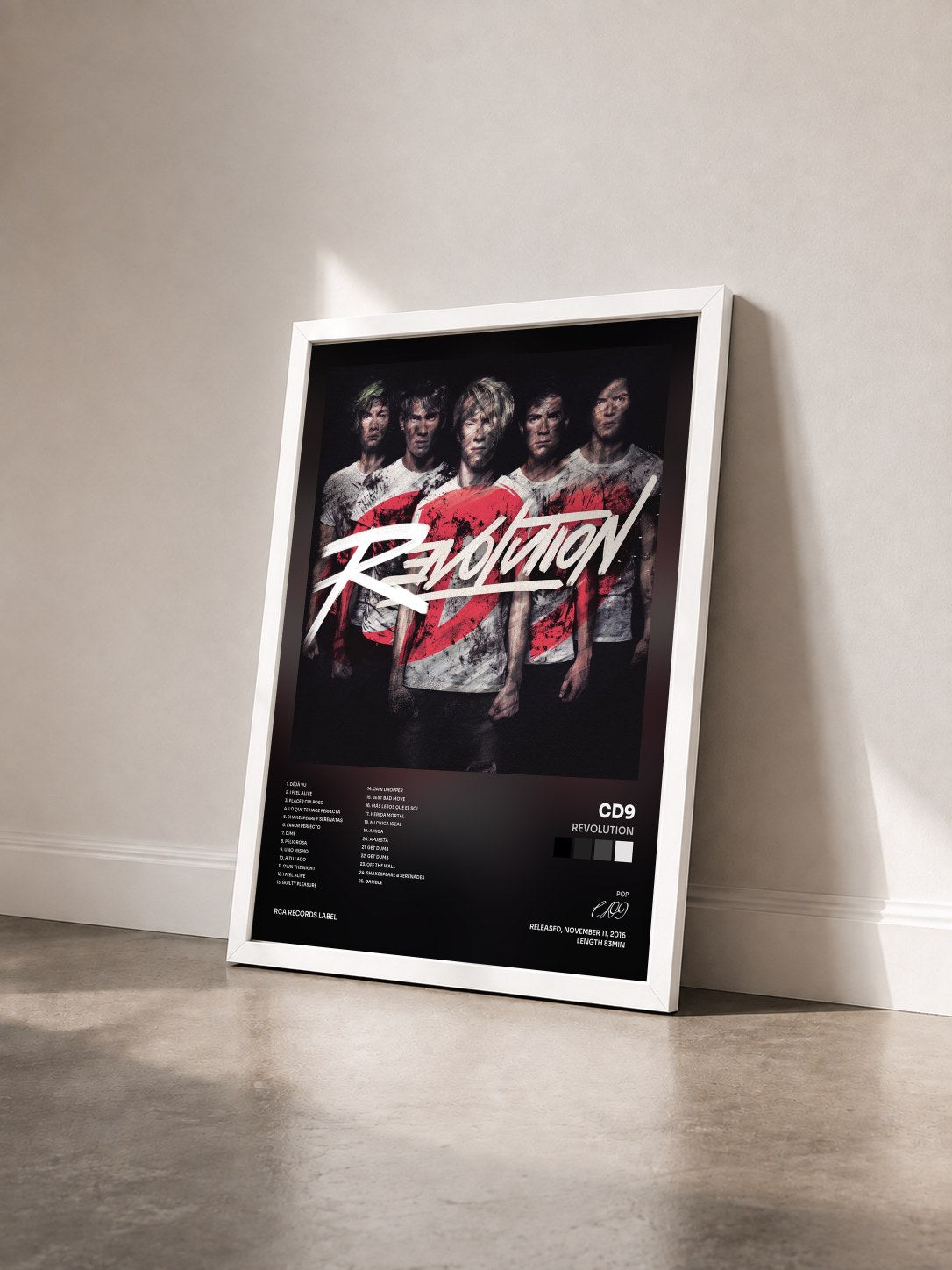 #blanc Tableau de l'album Revolution de CD9 vu de trois quarts, cadre blanc