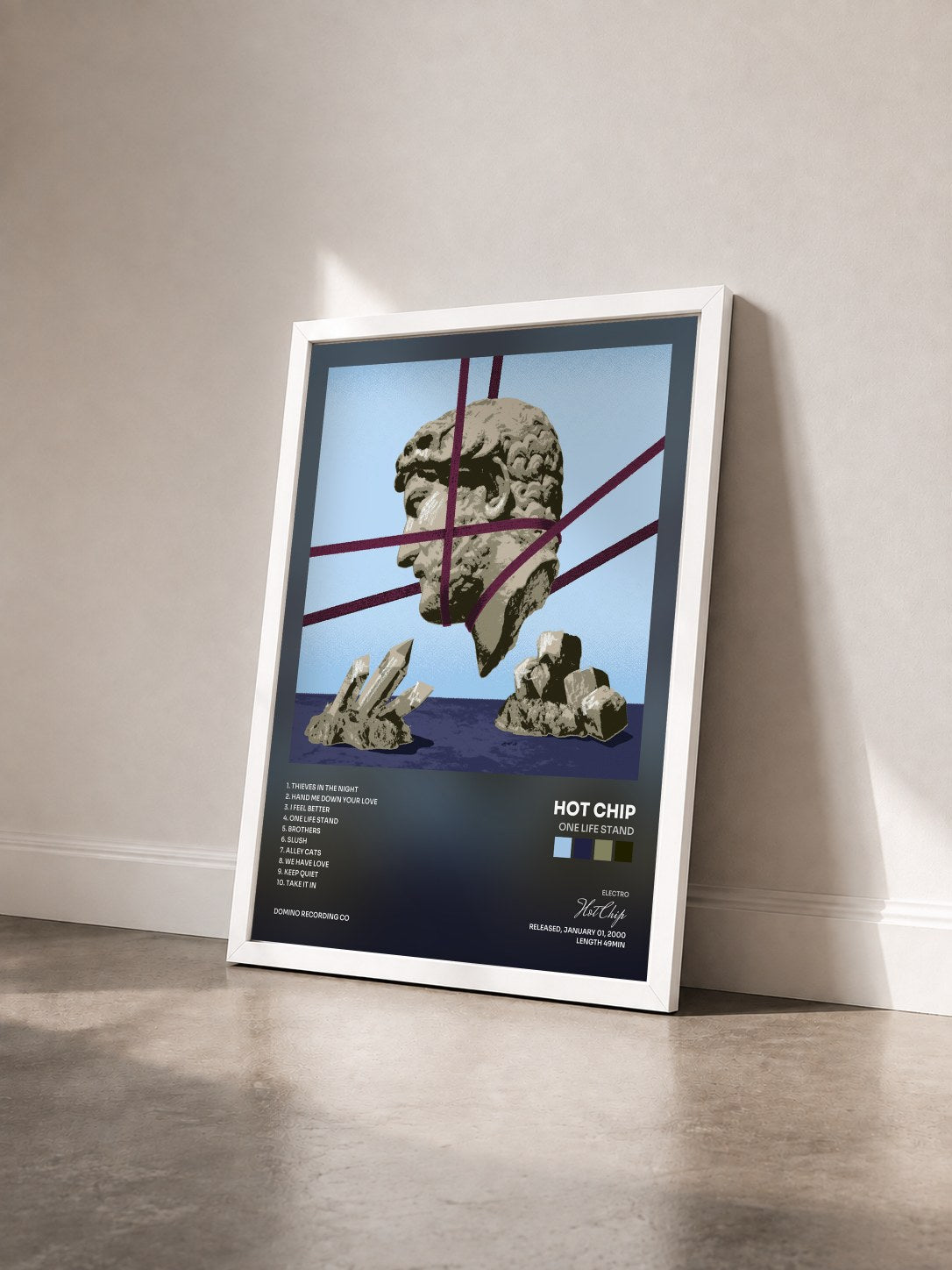 #blanc Tableau de l'album One Life Stand de Hot Chip vu de trois quarts, cadre blanc