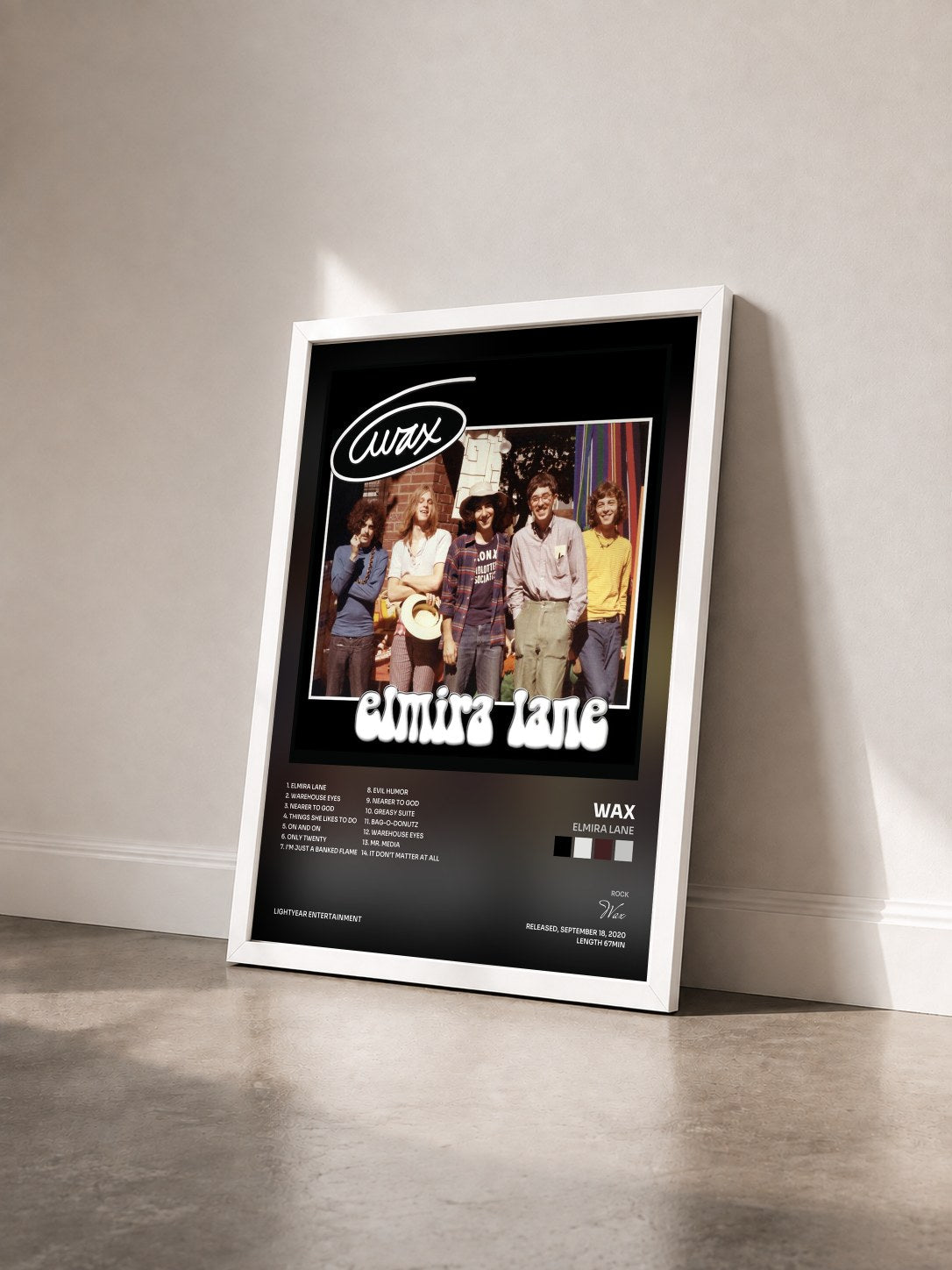 #blanc Tableau de l'album Elmira Lane de Wax vu de trois quarts, cadre blanc