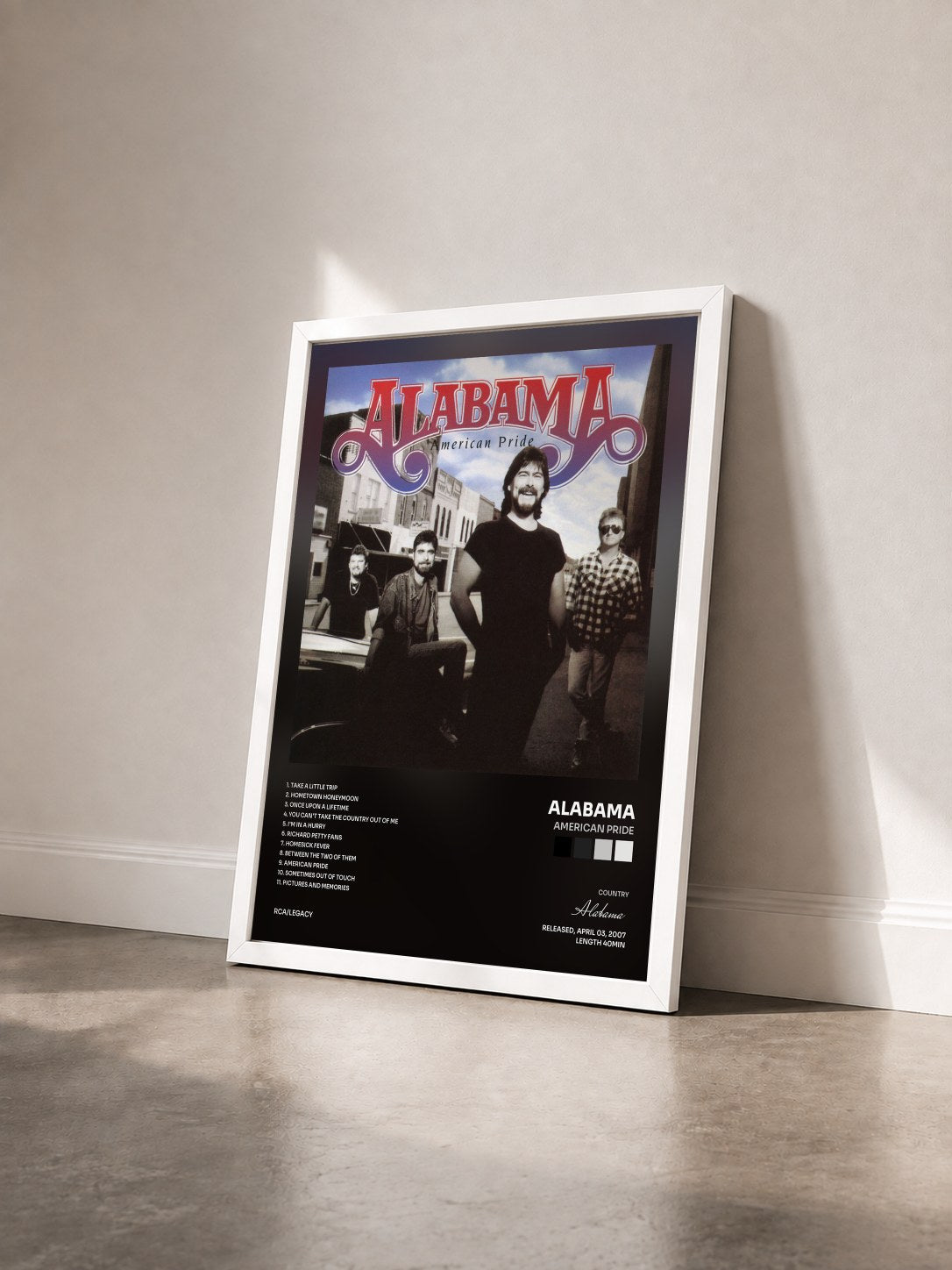 #blanc Tableau de l'album American Pride de Alabama vu de trois quarts, cadre blanc