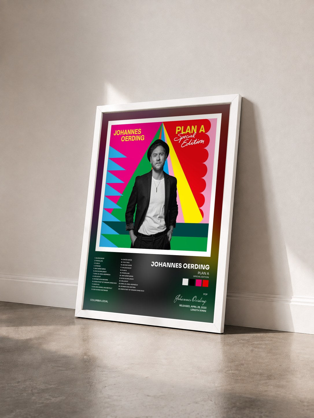 #blanc Tableau de l'album Plan A (Special Edition) de Johannes Oerding vu de trois quarts, cadre blanc