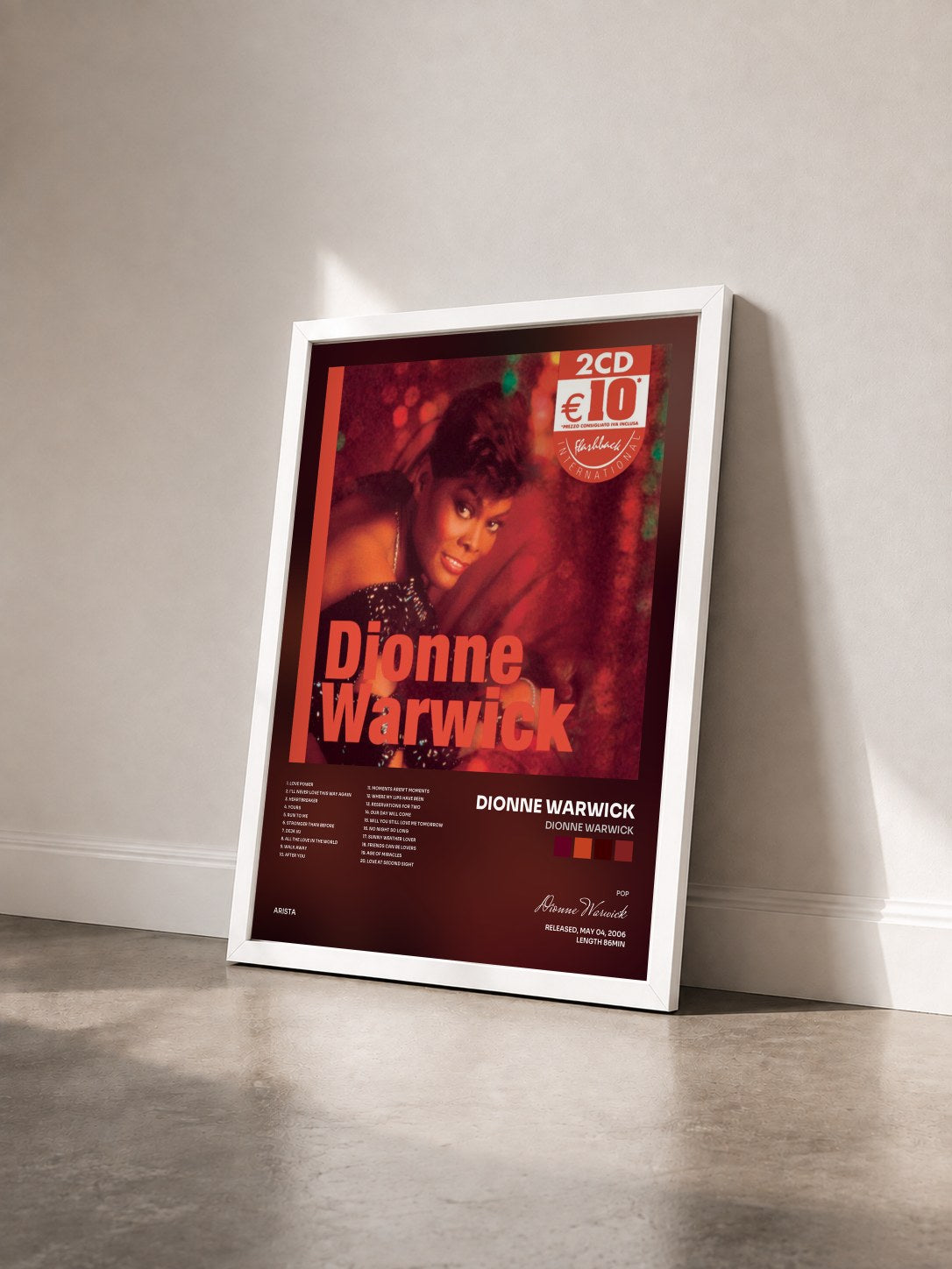 #blanc Tableau de l'album Dionne Warwick de Dionne Warwick vu de trois quarts, cadre blanc