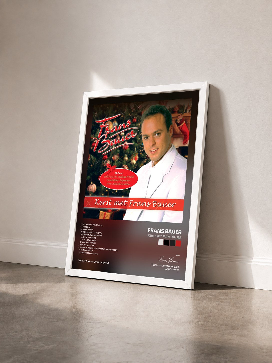 #blanc Tableau de l'album Kerst Met Frans Bauer de Frans Bauer vu de trois quarts, cadre blanc