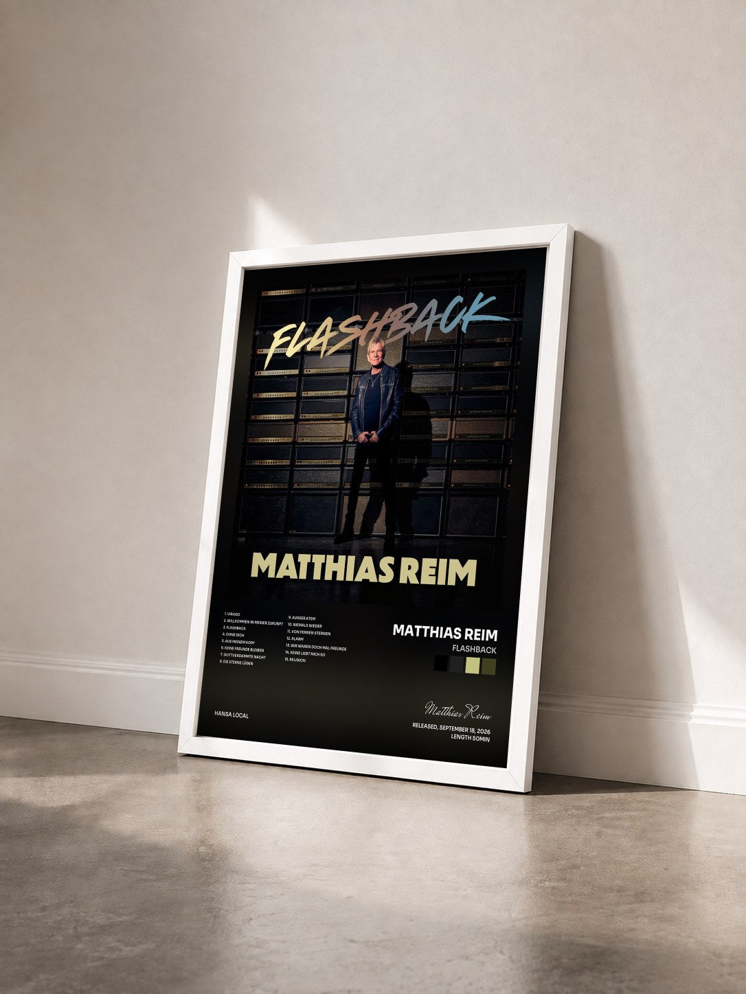 #blanc Tableau de l'album Flashback de Matthias Reim vu de trois quarts, cadre blanc