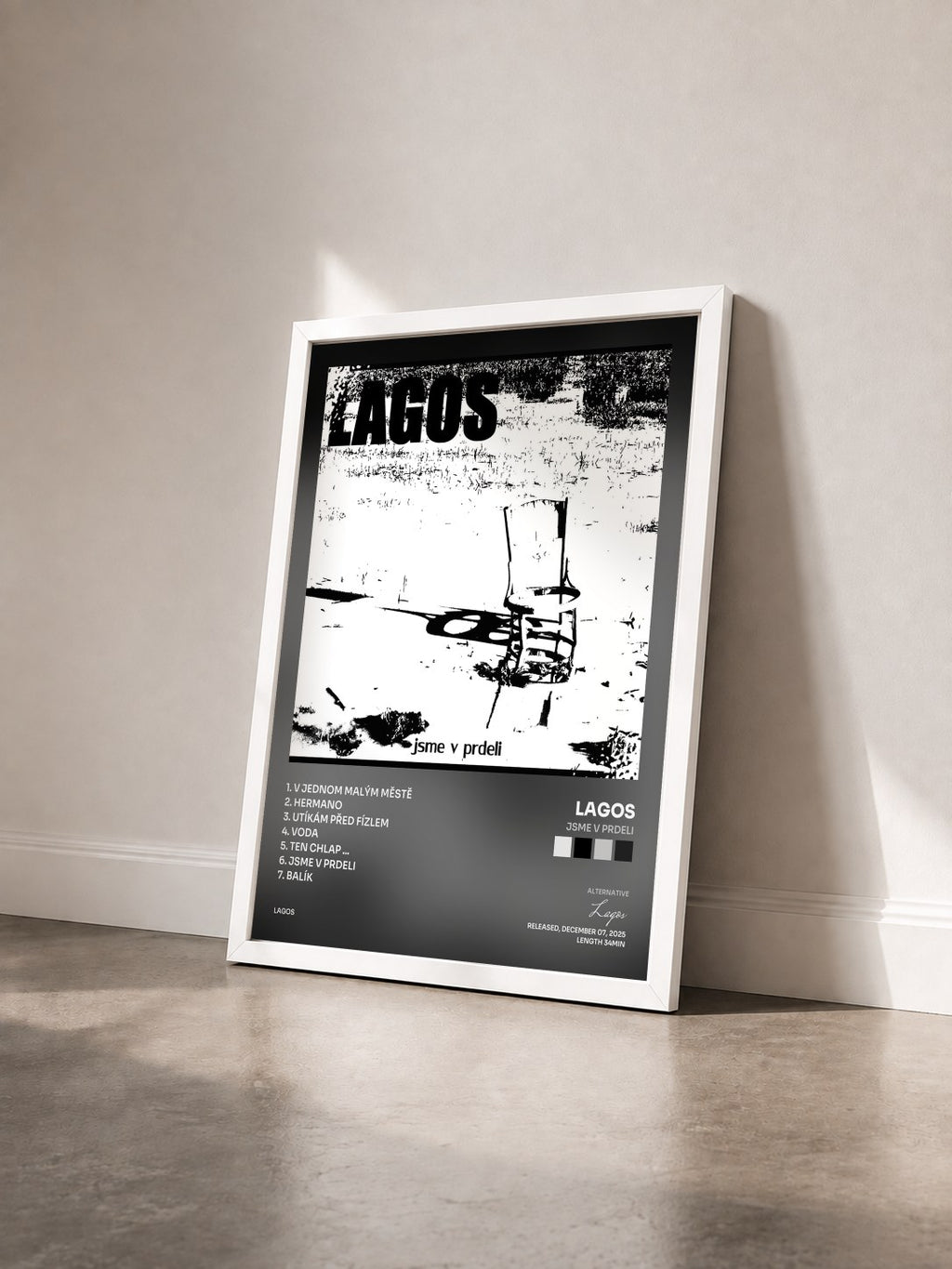 #blanc Tableau de l'album jsme v prdeli de Lagos vu de trois quarts, cadre blanc