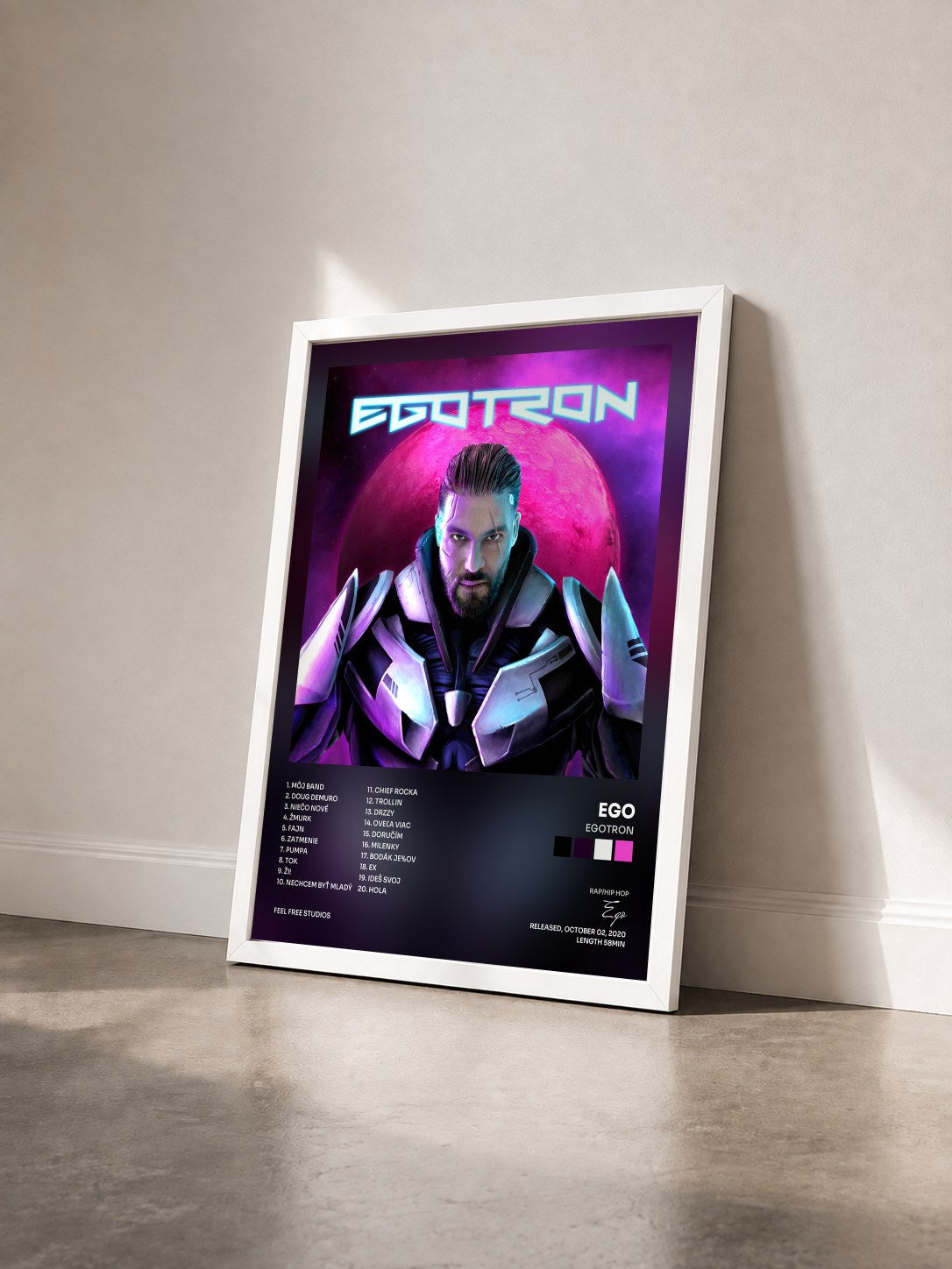 #blanc Tableau de l'album EGOTRON de Ego vu de trois quarts, cadre blanc