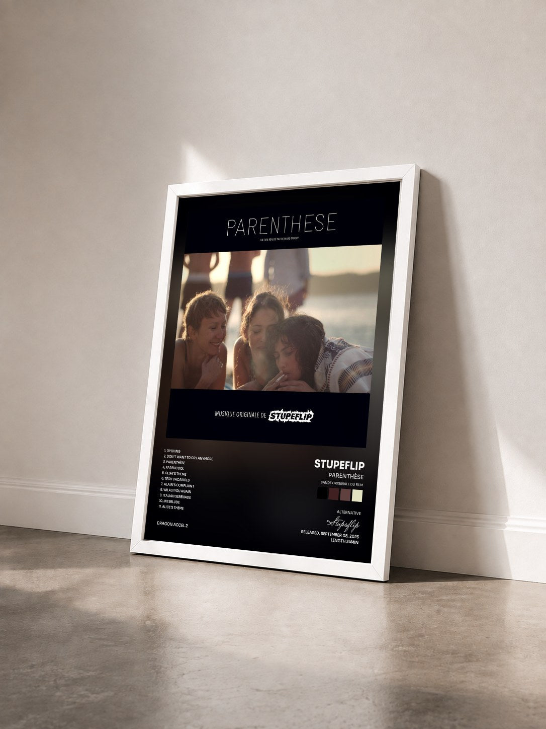 #blanc Tableau de l'album Parenthèse (Bande originale du film) de Stupeflip vu de trois quarts, cadre blanc