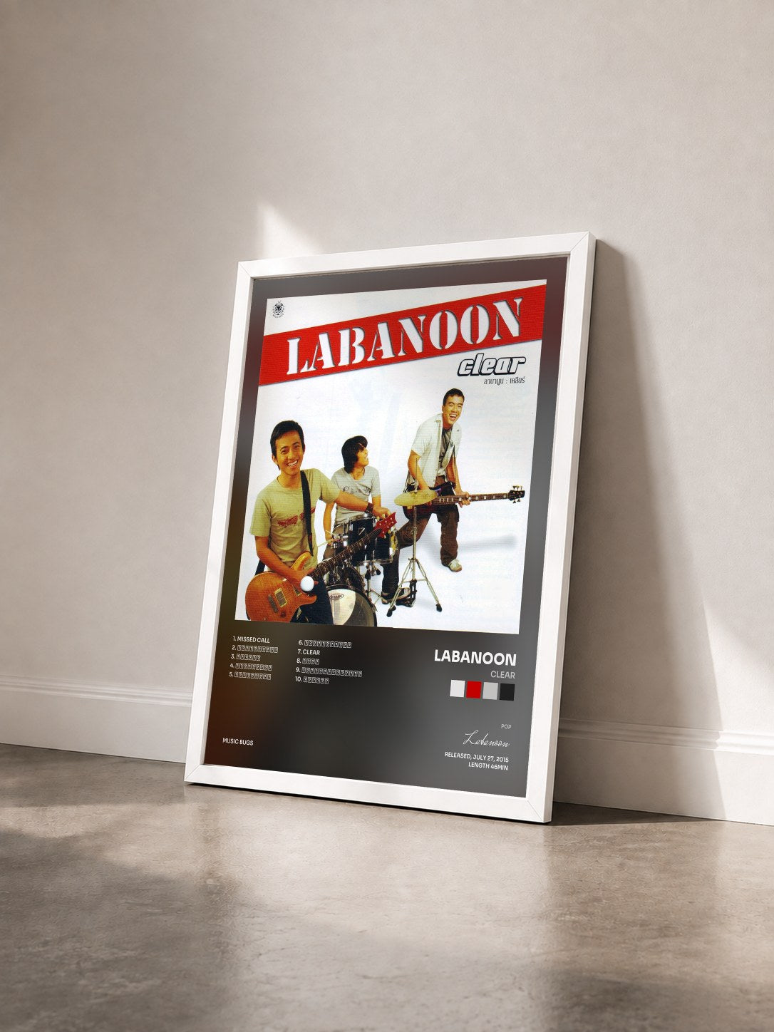 #blanc Tableau de l'album Clear de Labanoon vu de trois quarts, cadre blanc