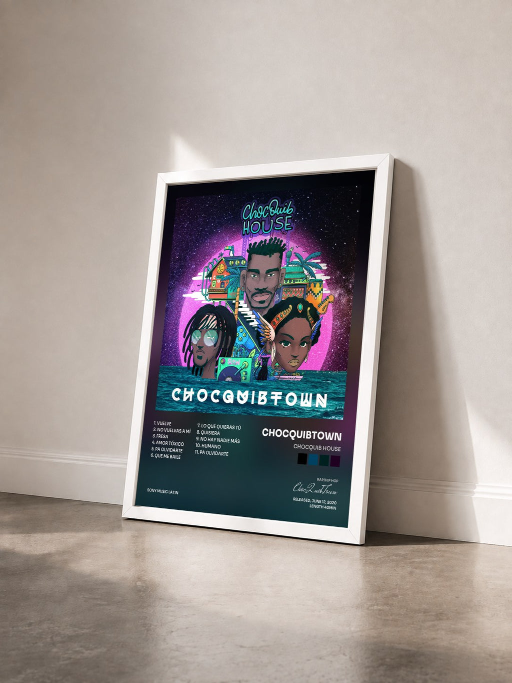 #blanc Tableau de l'album ChocQuib House de ChocQuibTown vu de trois quarts, cadre blanc