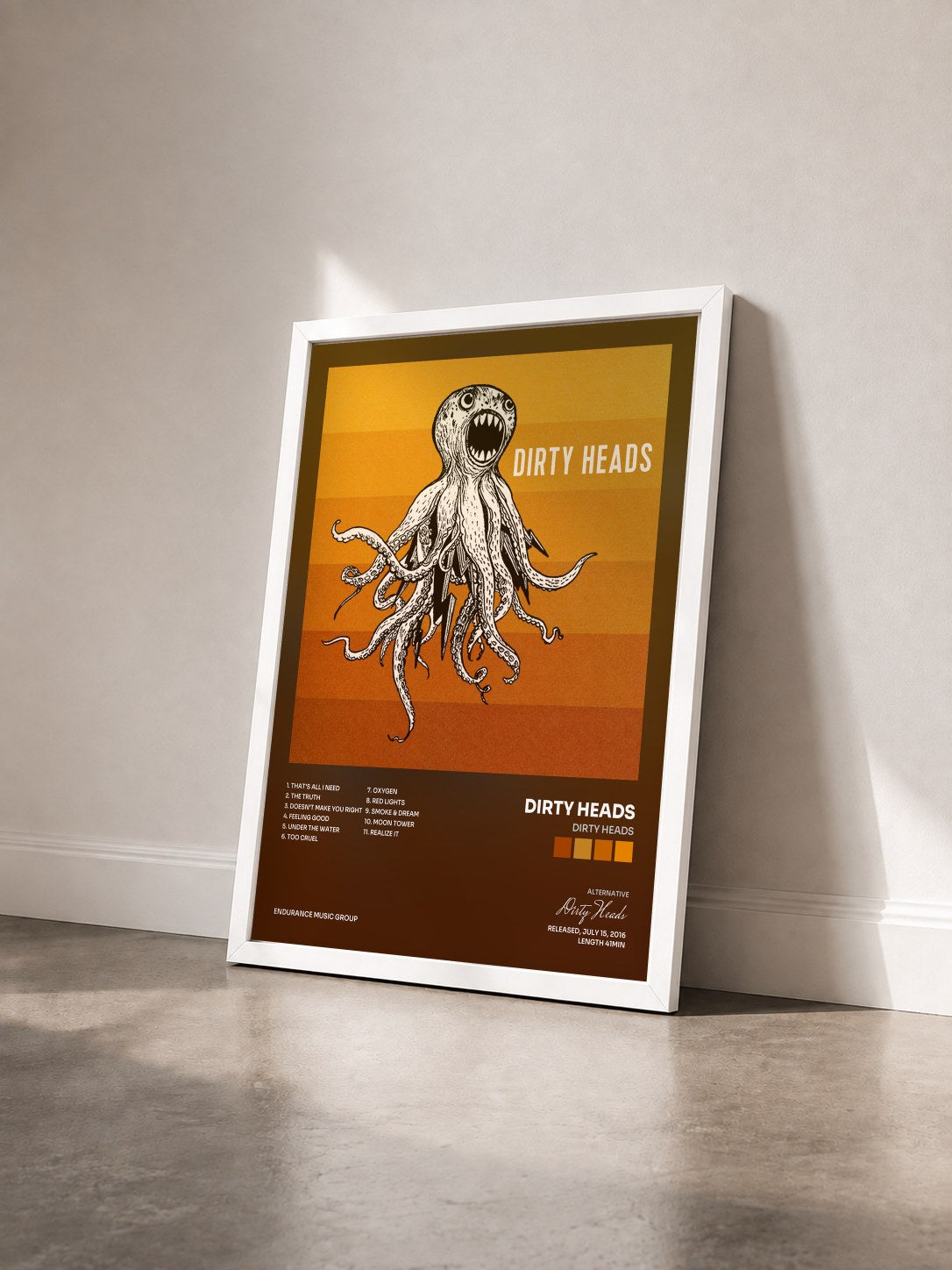 #blanc Tableau de l'album Dirty Heads de Dirty Heads vu de trois quarts, cadre blanc