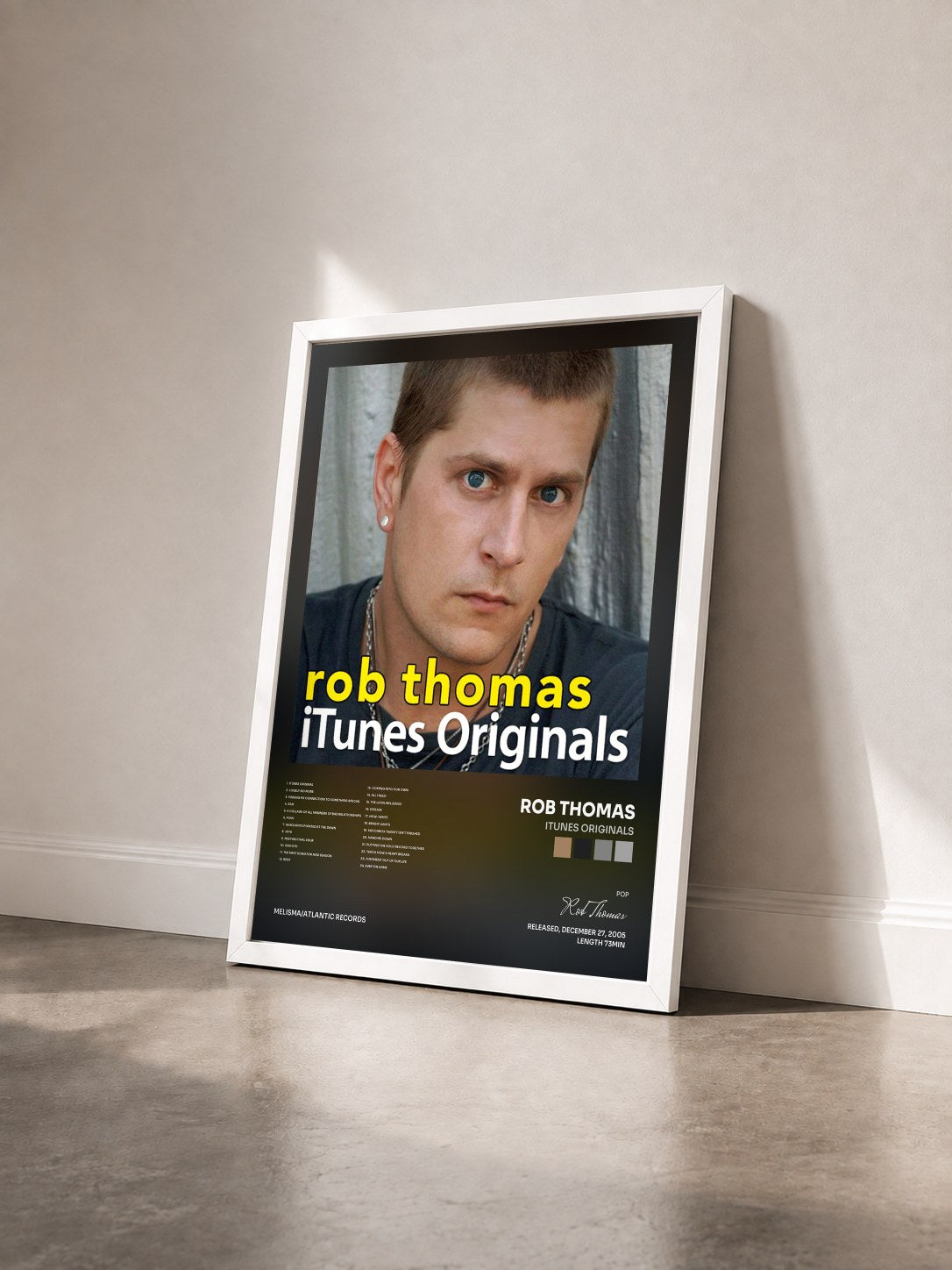 #blanc Tableau de l'album iTunes Originals de Rob Thomas vu de trois quarts, cadre blanc