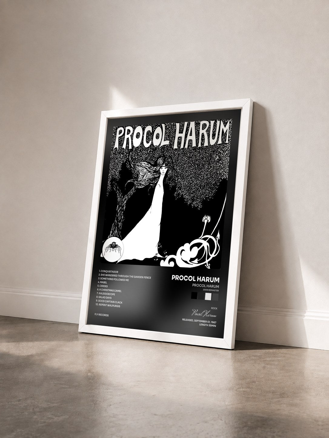 #blanc Tableau de l'album Procol Harum (2009 Remaster) de Procol Harum vu de trois quarts, cadre blanc